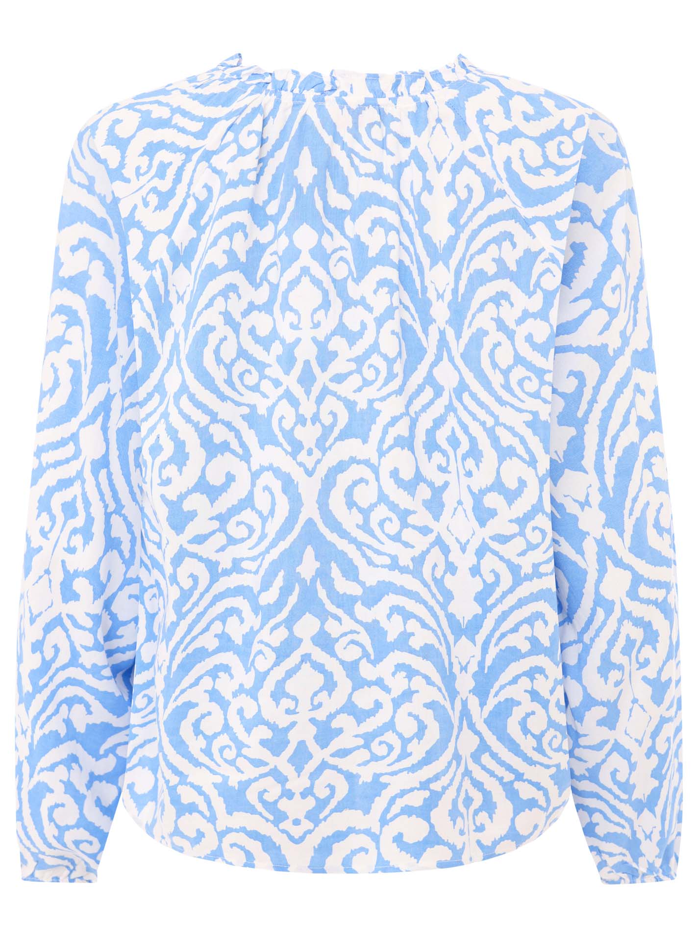 Zwillingsherz - Langarmbluse Ornamente- Blau/Gelb