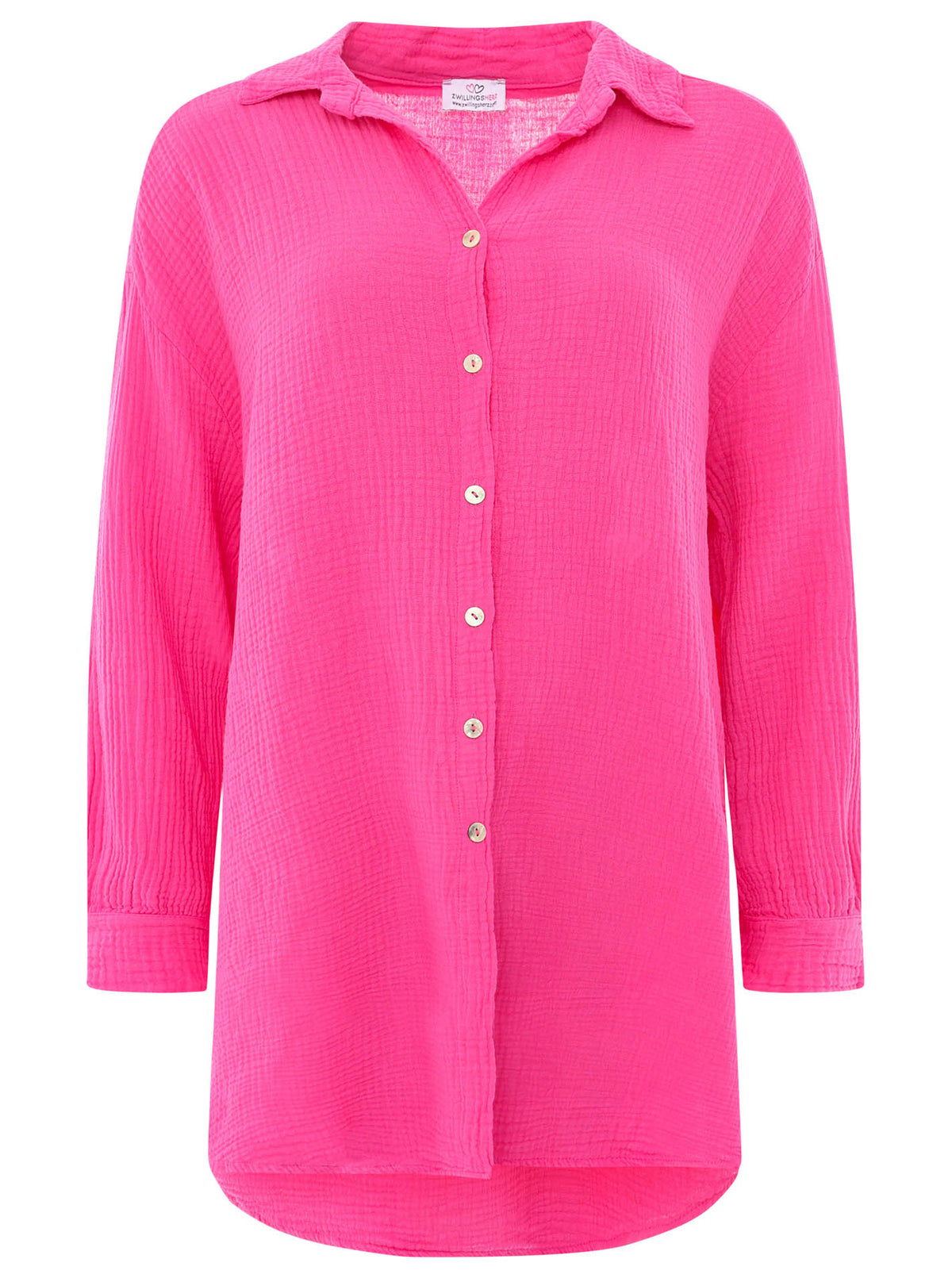 Zwillingsherz Oversized Musselin Bluse Knopfleiste - Pink