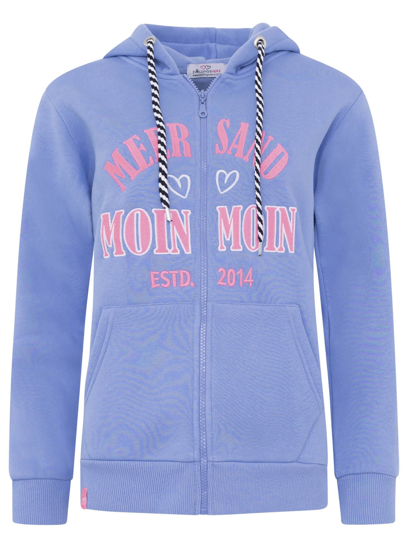 Zwillingsherz - Hoodiejacke "Moin Meer Sand - Blau