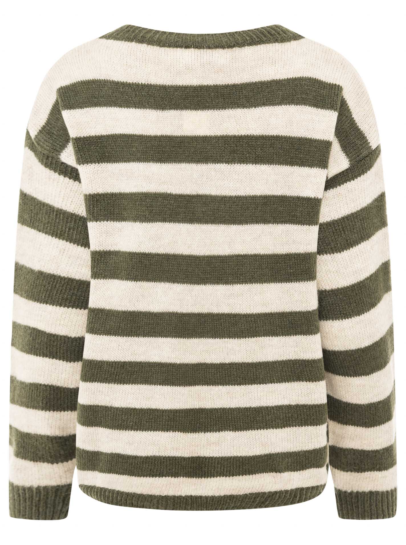 Zwillingsherz - Pullover Streifen Traum - Khaki/Creme