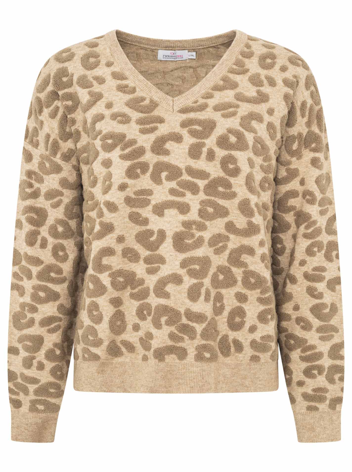 Zwillingsherz Pullover 3D Leo/Leopard - Beige