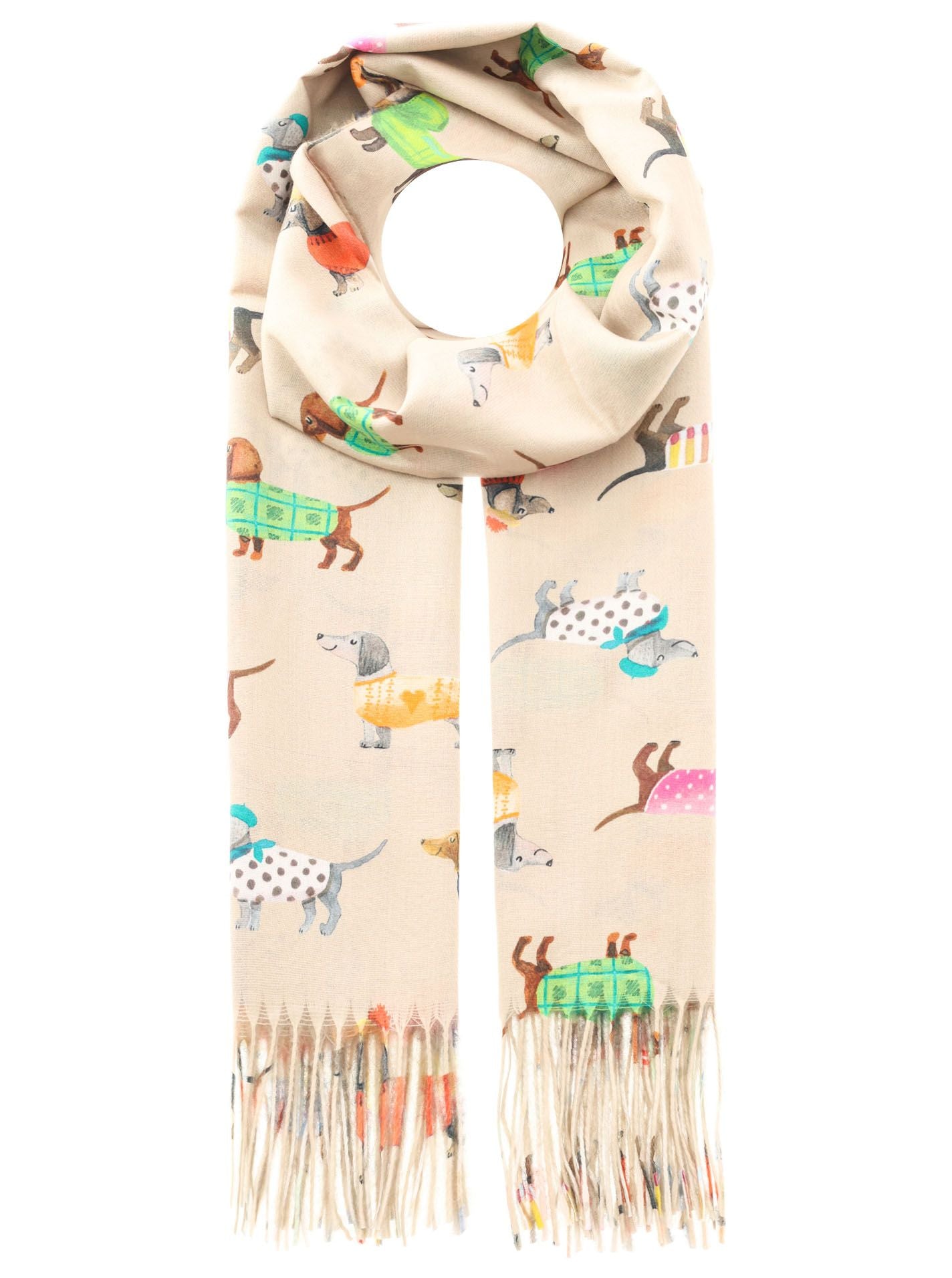 Zwillingsherz - Schal Dackel - Beige