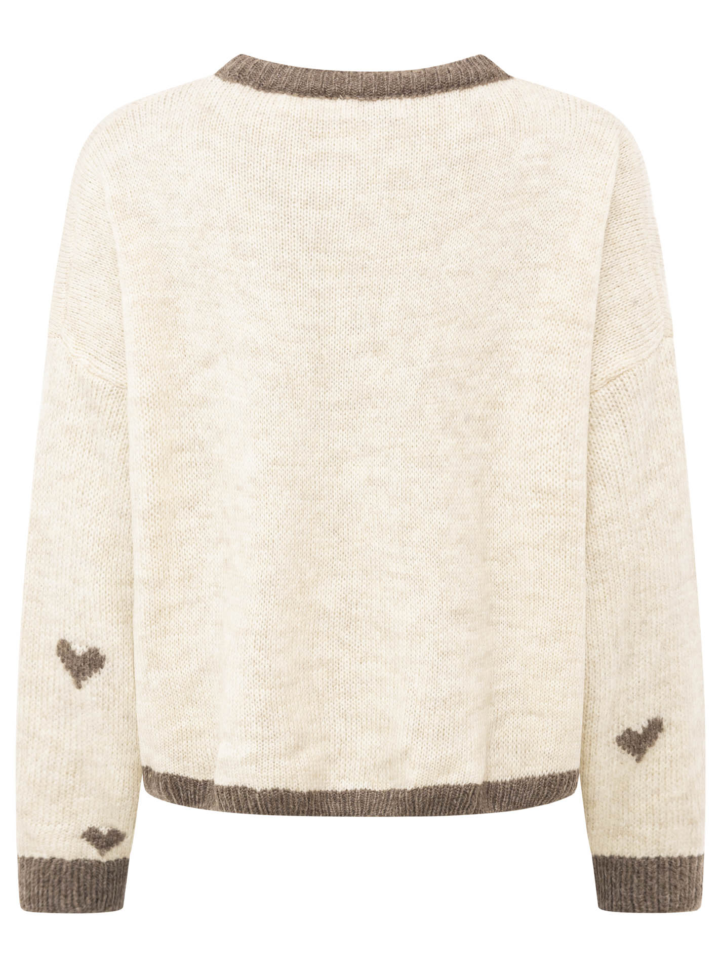 Zwillingsherz Weicher Mohair Cardigan Herz Strick - Beige/Braun