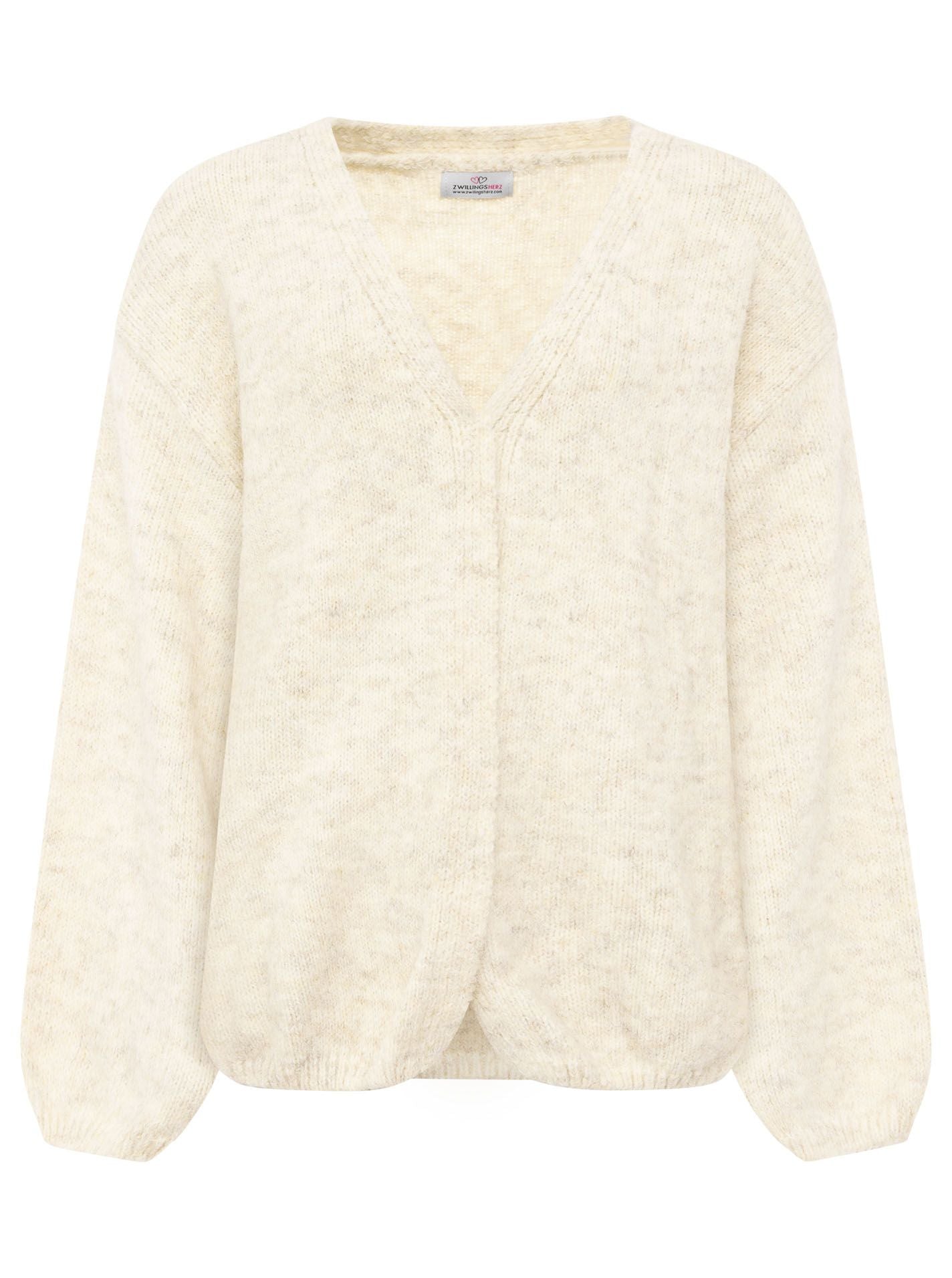 Zwillingsherz - Weicher Woll Cardigan - Creme