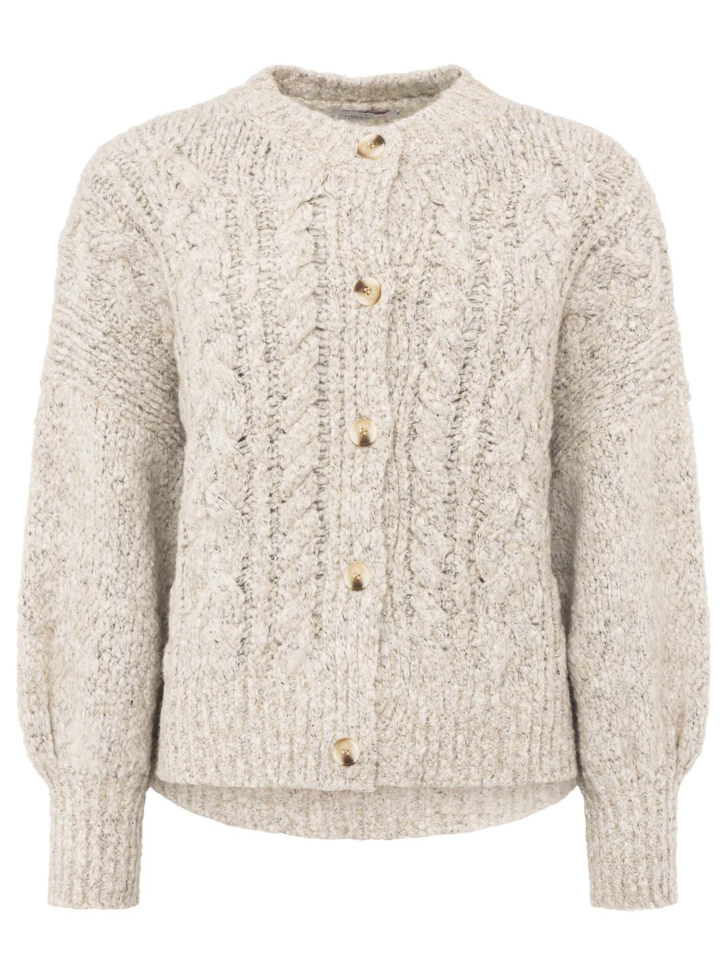Zwillingsherz Hochwertiger Strick Cardigan Alpaka - Hellbeige