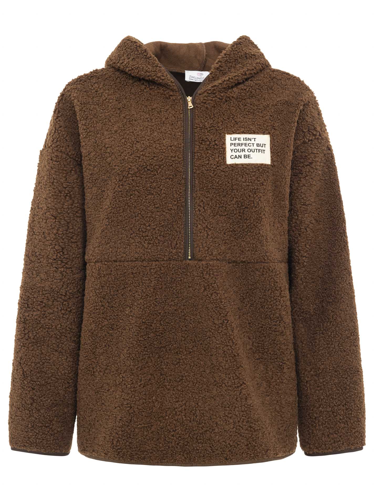 Zwillingsherz - Oversize Teddy Fleece Hoodie - Braun