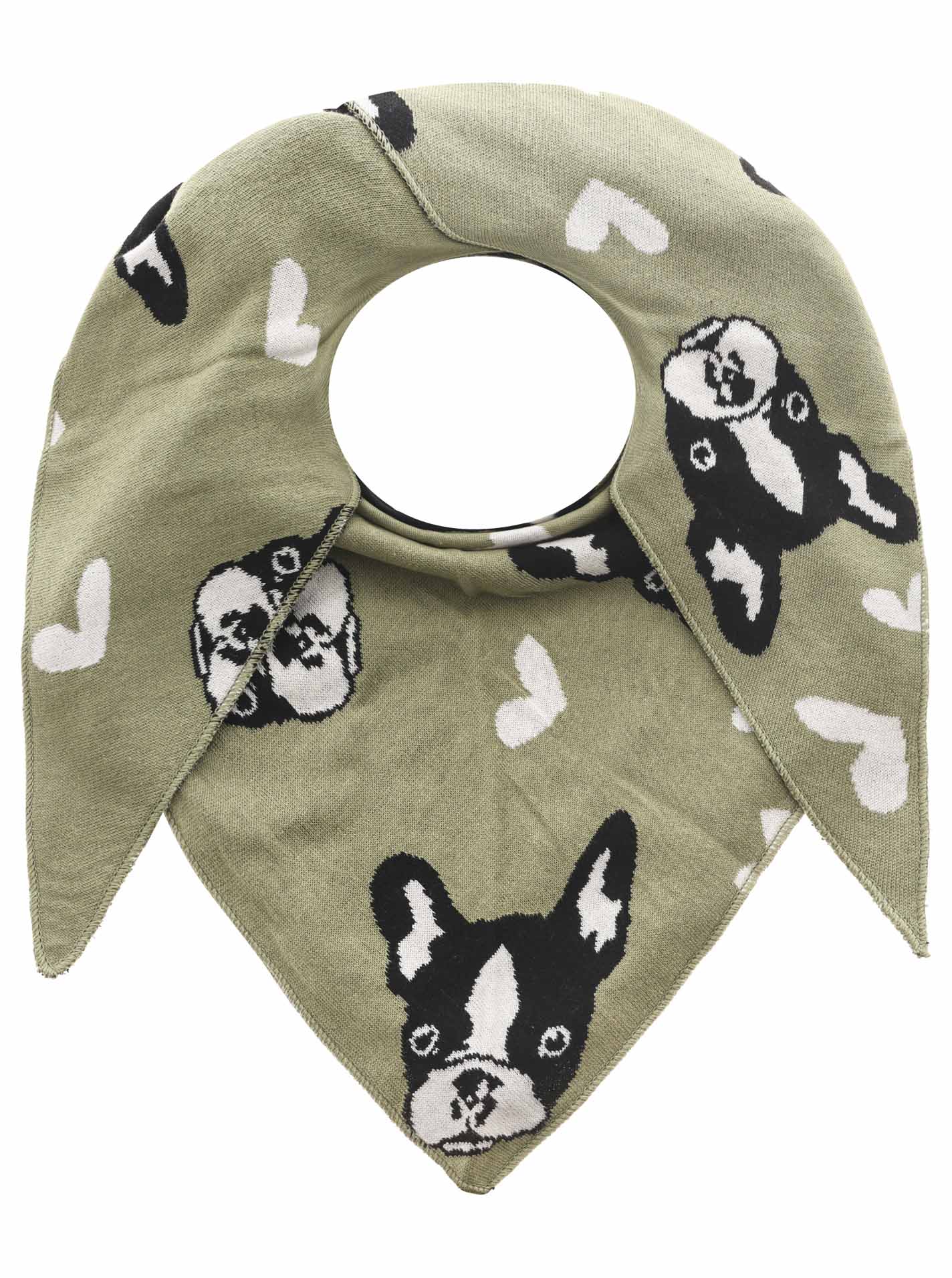 Zwillingsherz - Dreieckstuch/Schal "Dog Lover Hunde Liebhaber" Baumwolle - Khaki