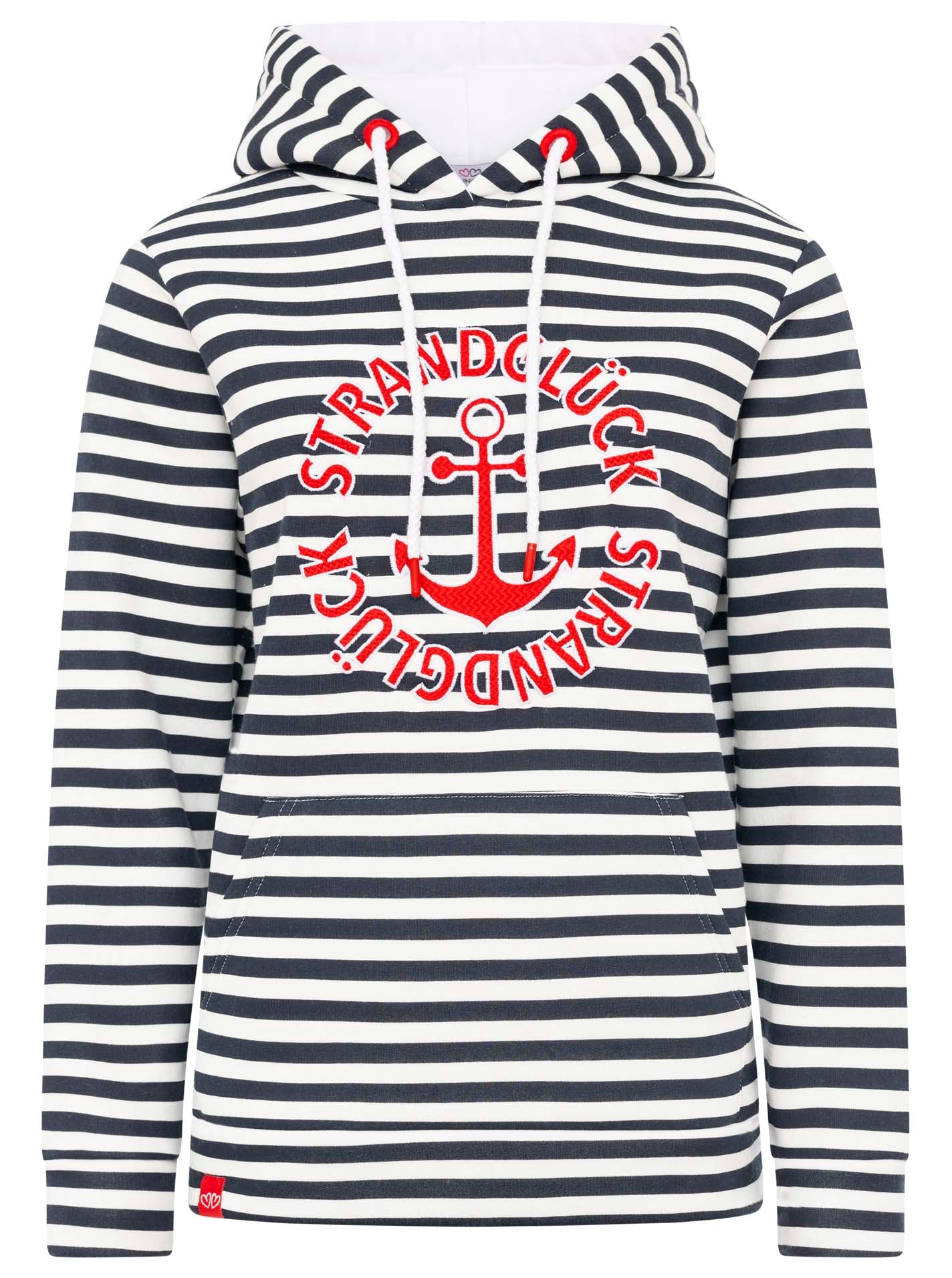 Zwillingsherz - Hoodie "Streifen Strandglück" - Dunkelblau/Pink