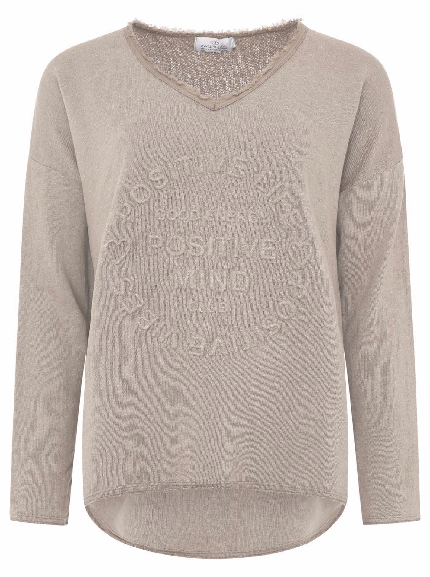 Zwillingsherz - Sweatshirt "Positive Mind" - Taupe