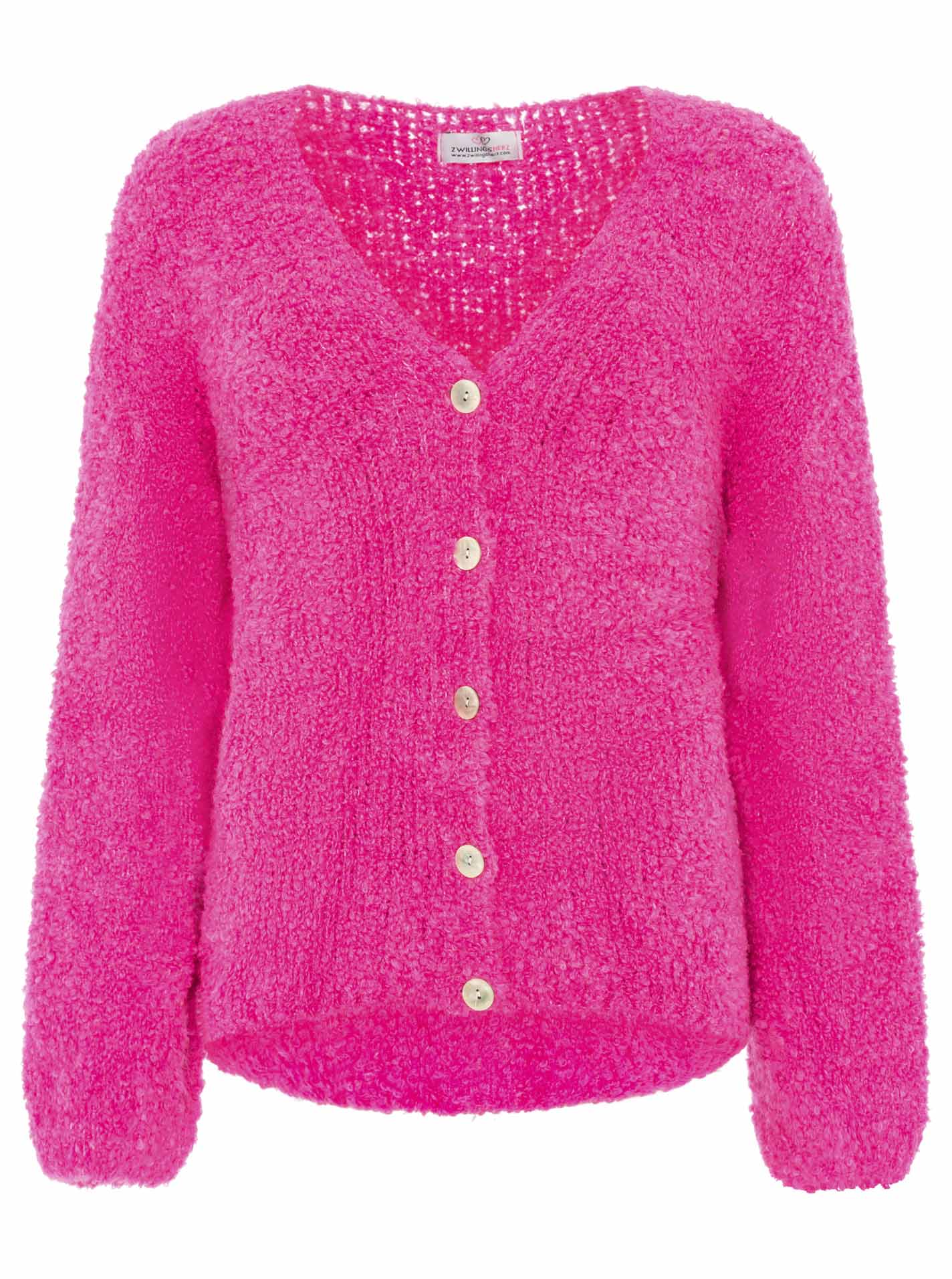 Zwillingsherz - "Kuschel Cardigan Plüsch" - Neonpink