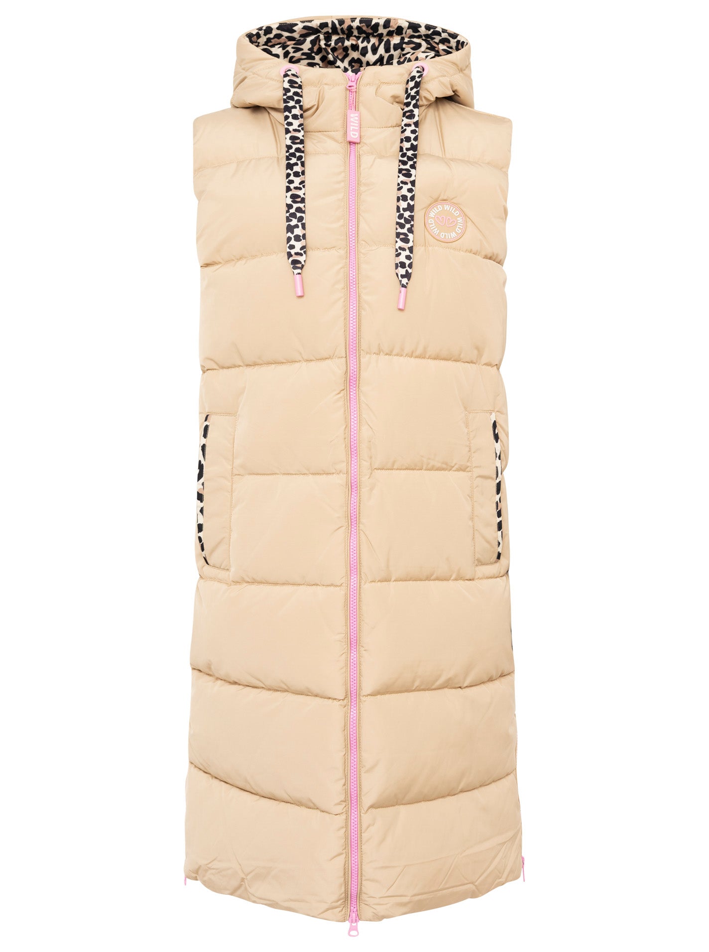Zwillingsherz - Steppweste Leopard - Beige/Pink