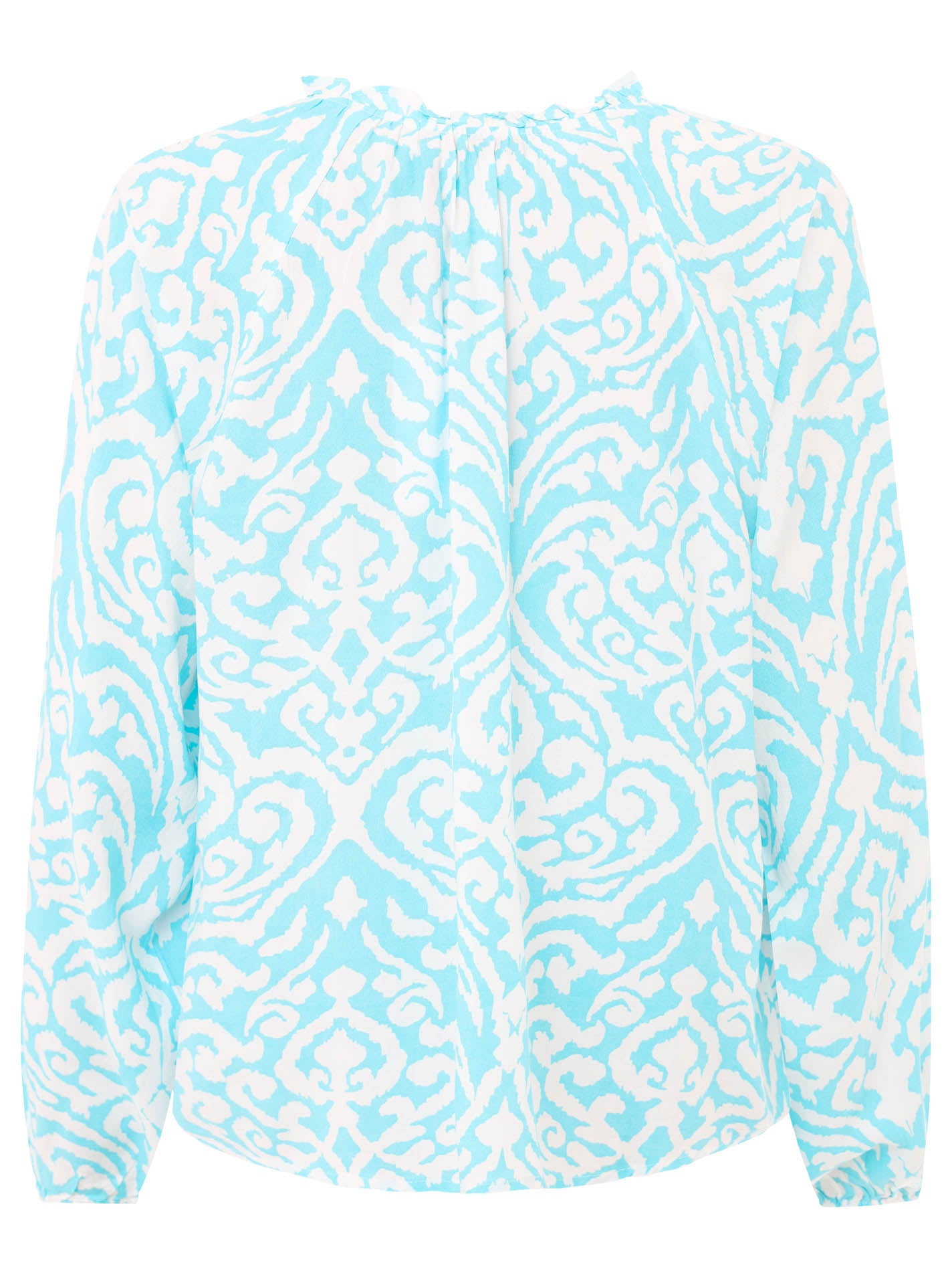 Zwillingsherz - Langarmbluse Ornamente- Hellblau/Pink