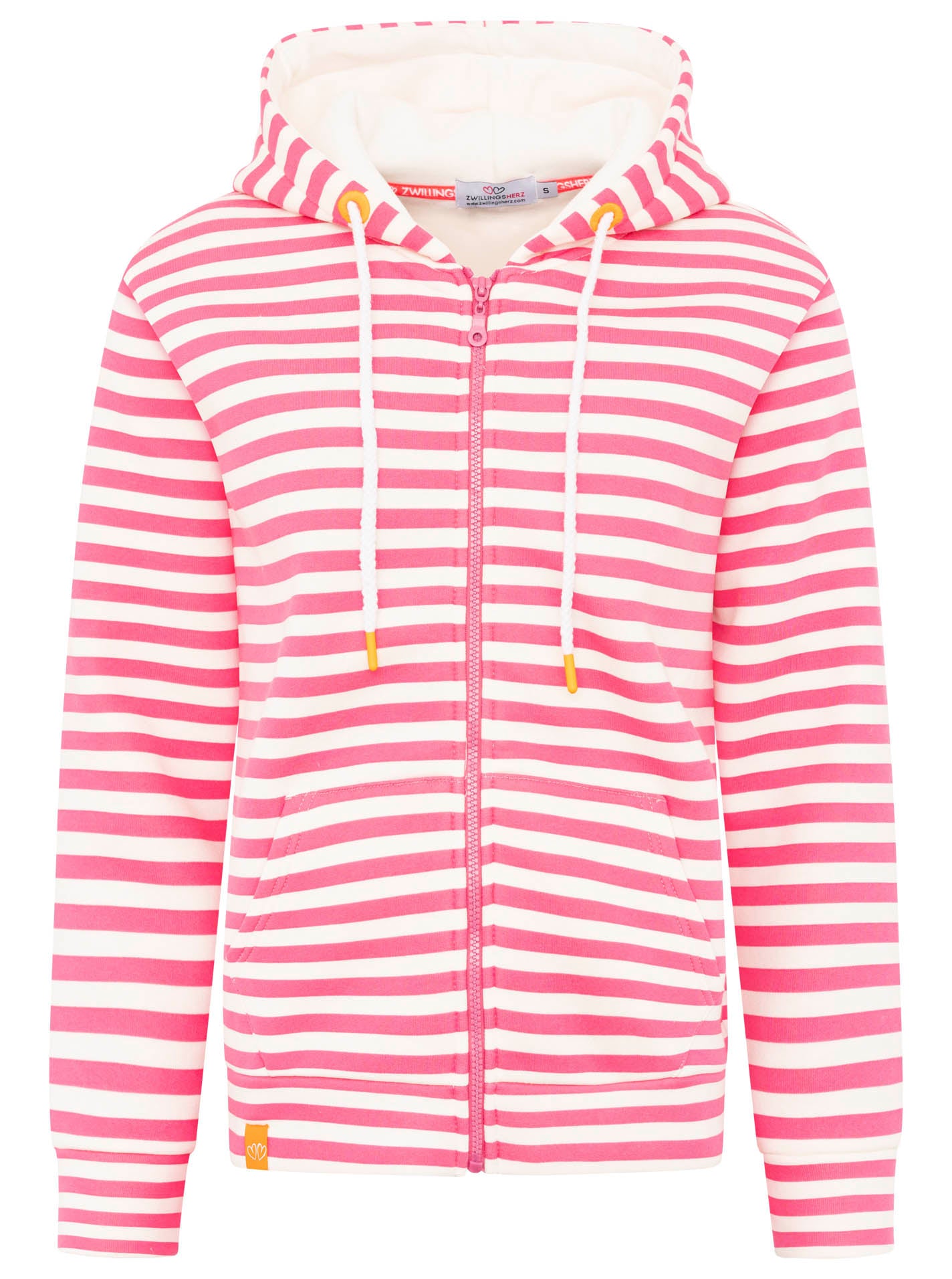 Zwillingsherz - Hoodiejacke "Streifen Smile" - Pink/Creme