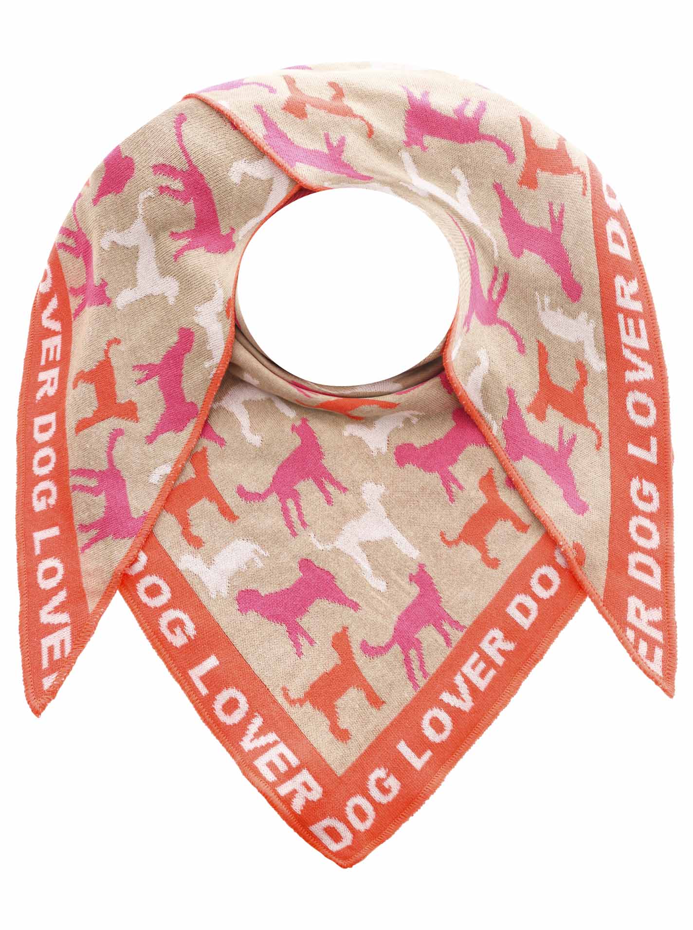 Zwillingsherz - Dreieckstuch "Dog Lover" Baumwolle - Orange/Pink