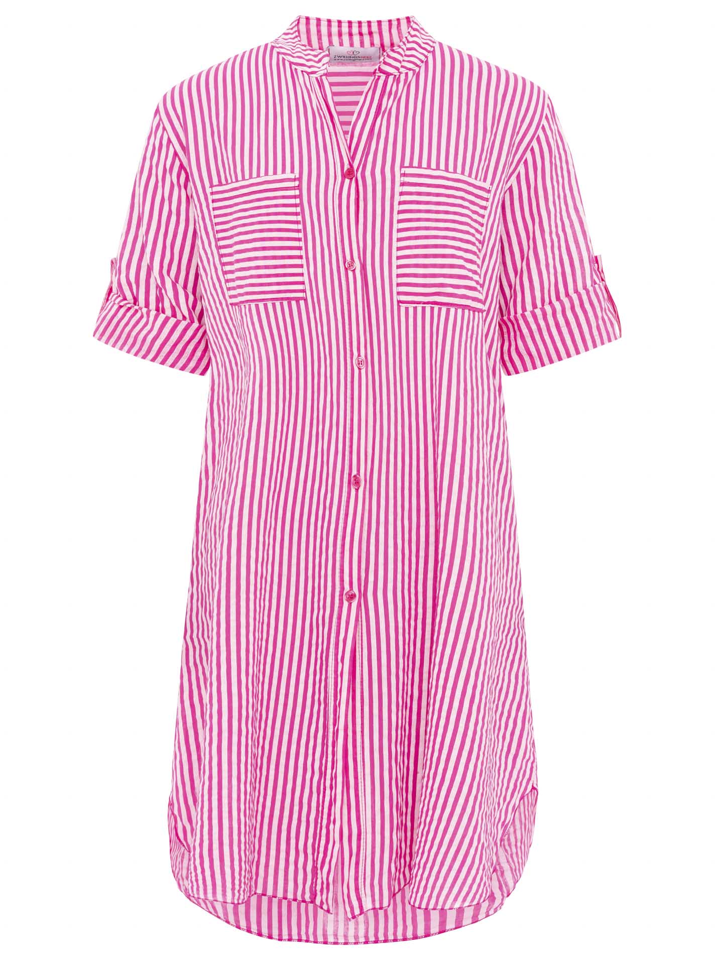 Zwillingsherz - Longbluse Kida (Streifen) - Pink/Weiß