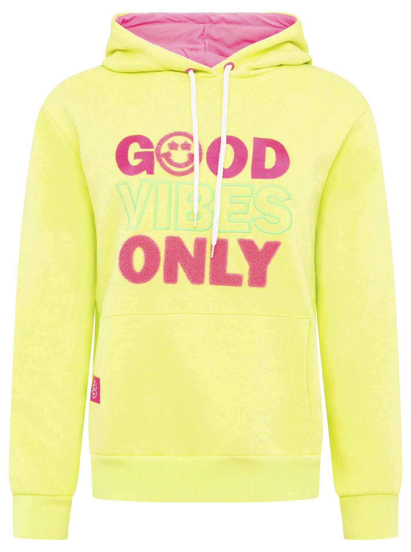 Zwillingsherz - Hoodie "Good Vibes Only" - Lime/Pink (Neu)