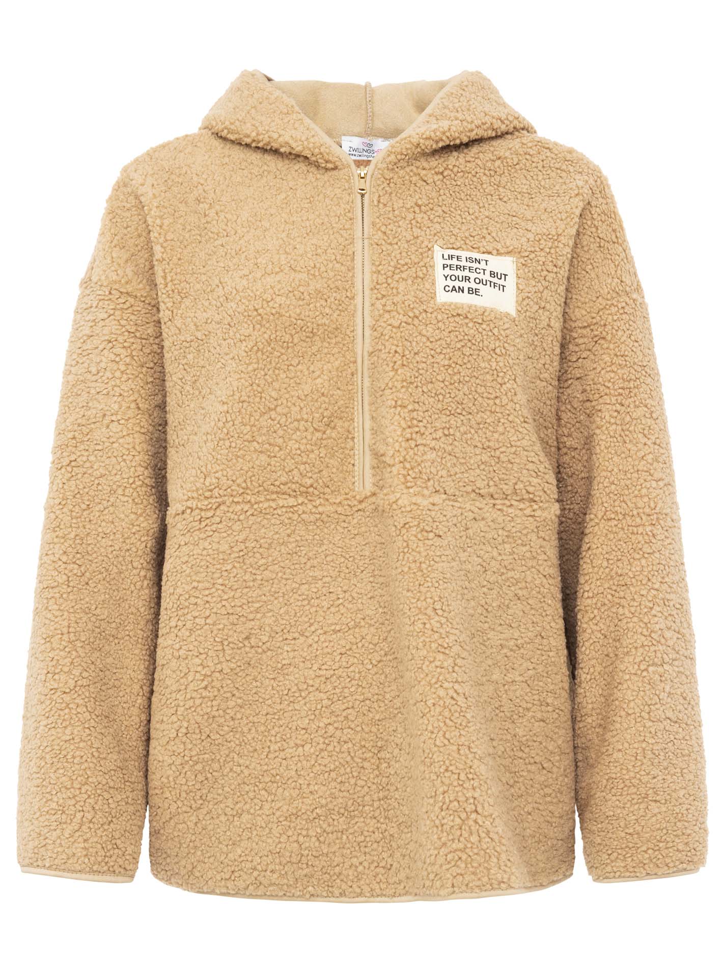 Zwillingsherz - Oversize Teddy Fleece Hoodie - Camel