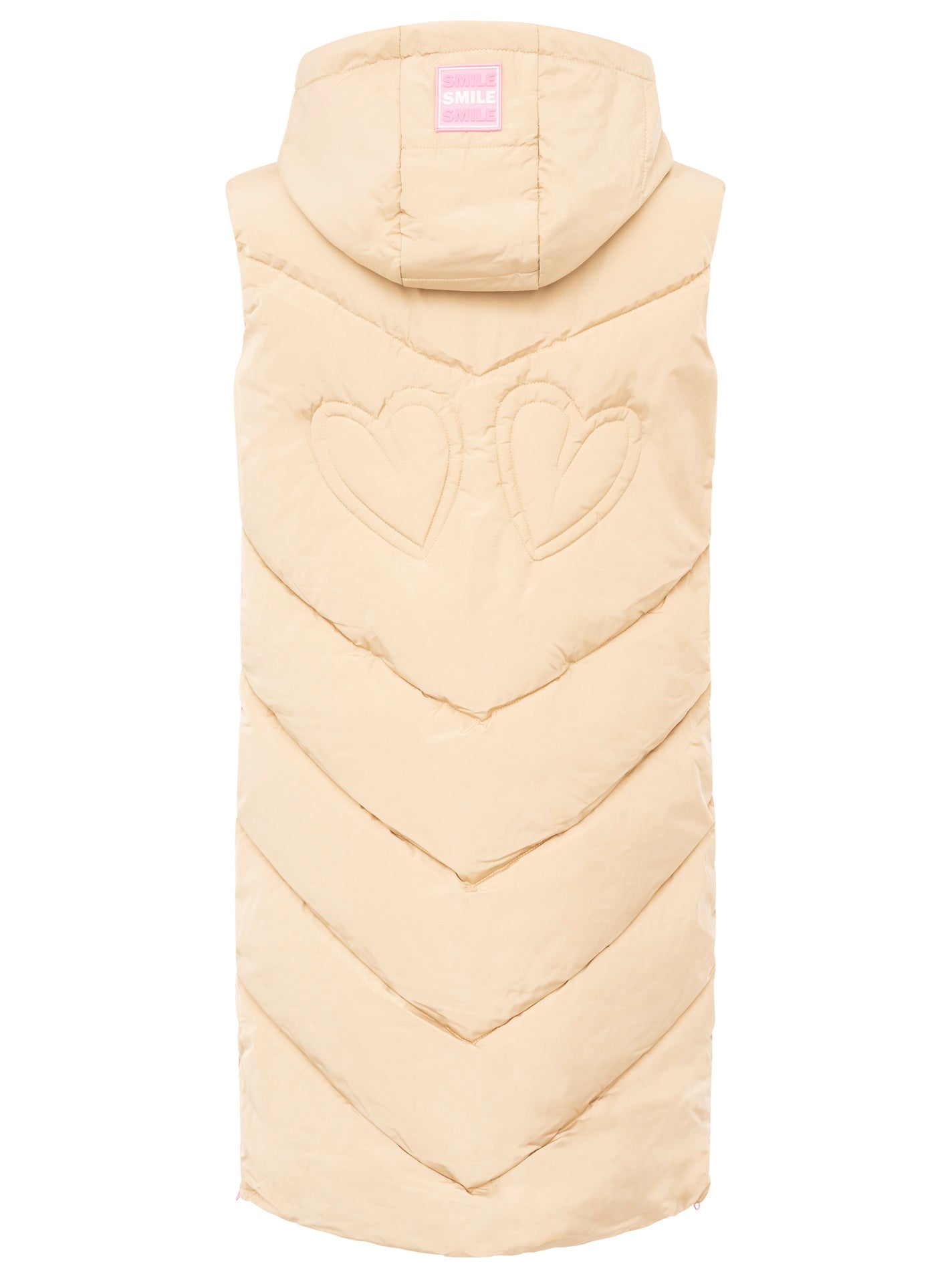 Zwillingsherz - Steppweste mit Kapuze "Happy Mind" - Beige/Pink