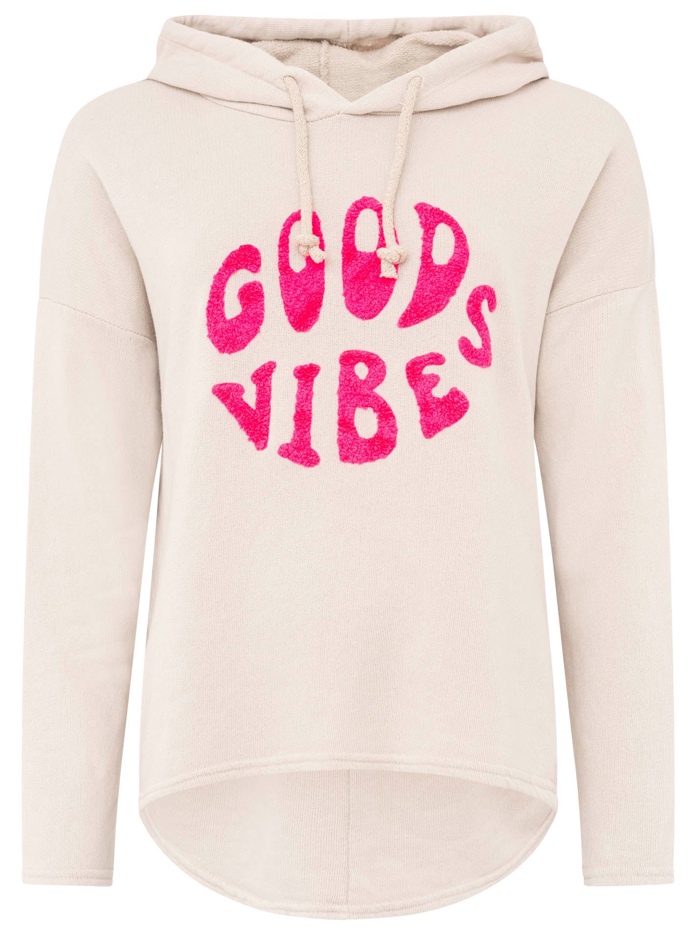 Zwillingsherz - Made in Italy Hoodie "Good Vibes" - Beige/Pink