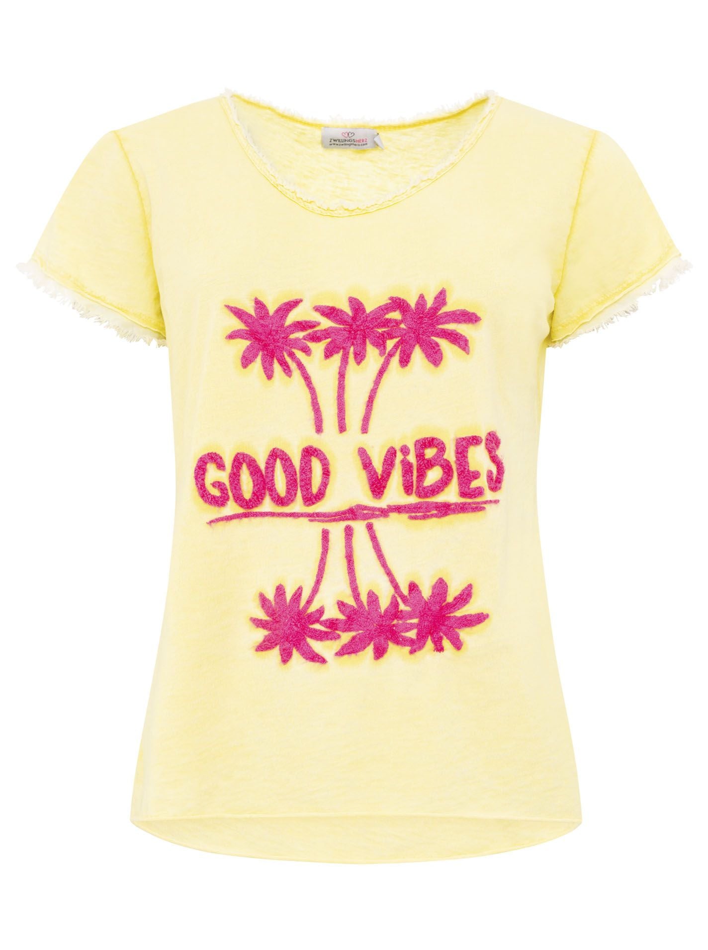 Zwillingsherz - T-Shirt "Good Vibes" - Gelb