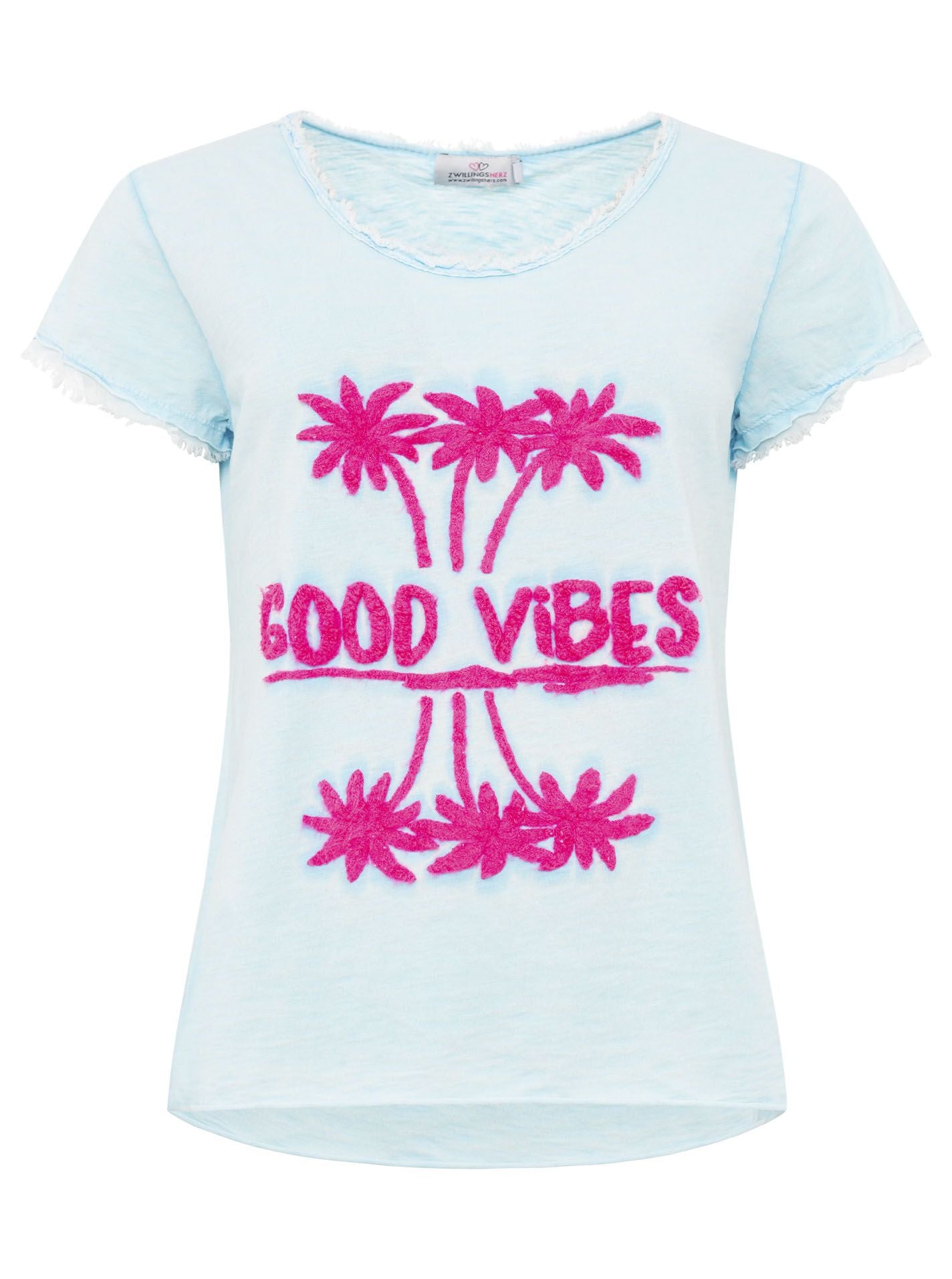 Zwillingsherz - T-Shirt "Good Vibes" - Hellblau