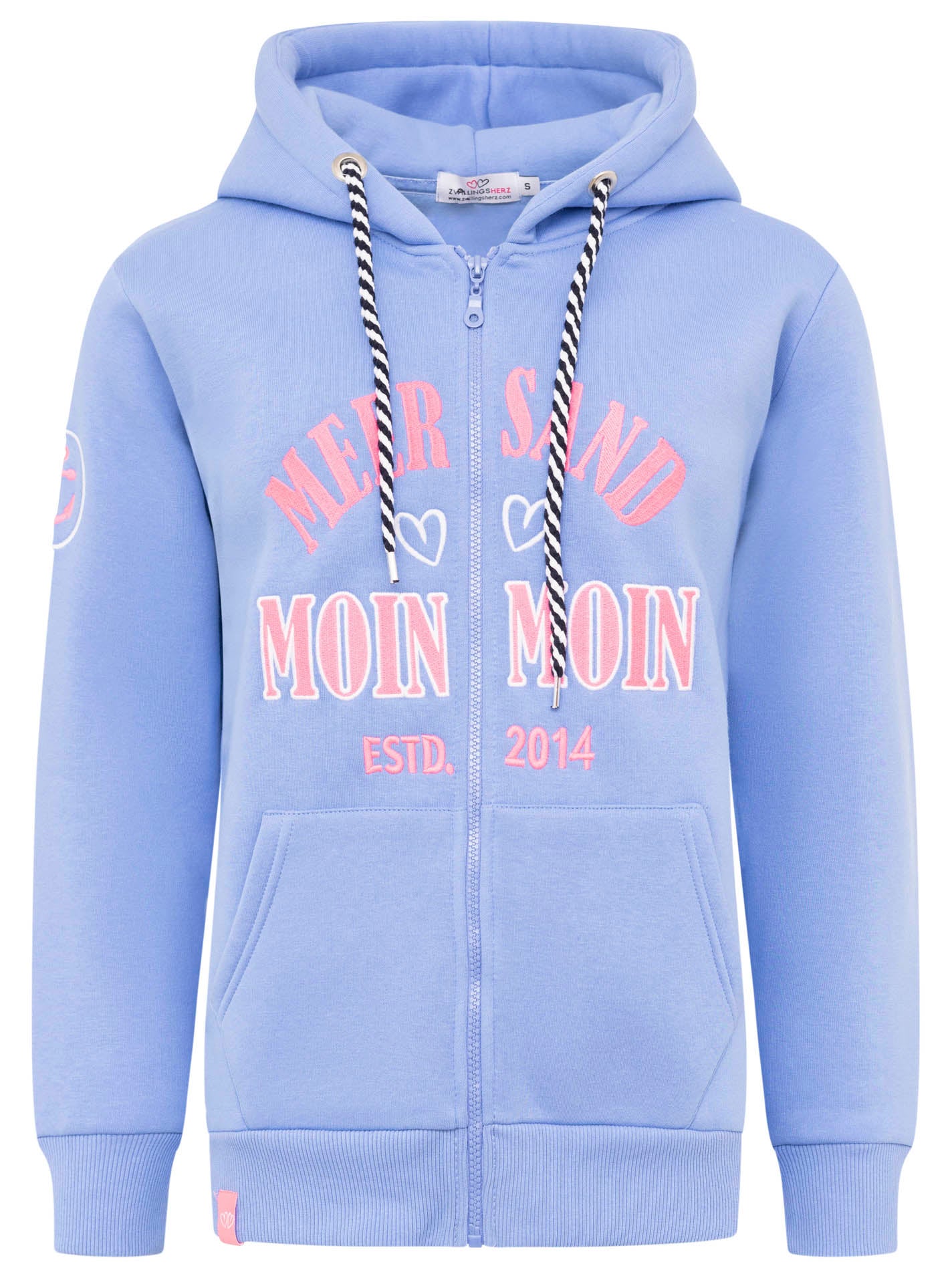 Zwillingsherz - Hoodiejacke "Moin Meer Sand - Blau