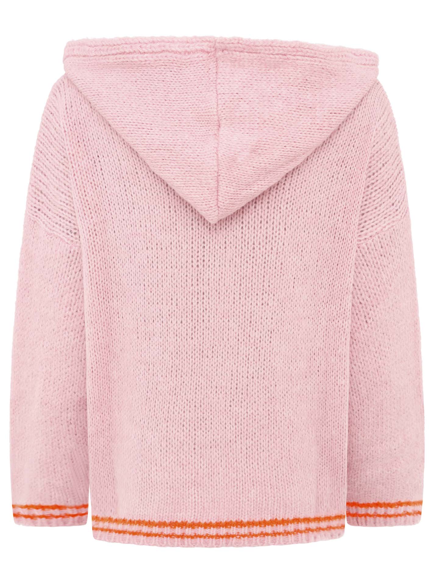 Oversize Strick Hoodie „Herz“ - Made in Italy - Pink