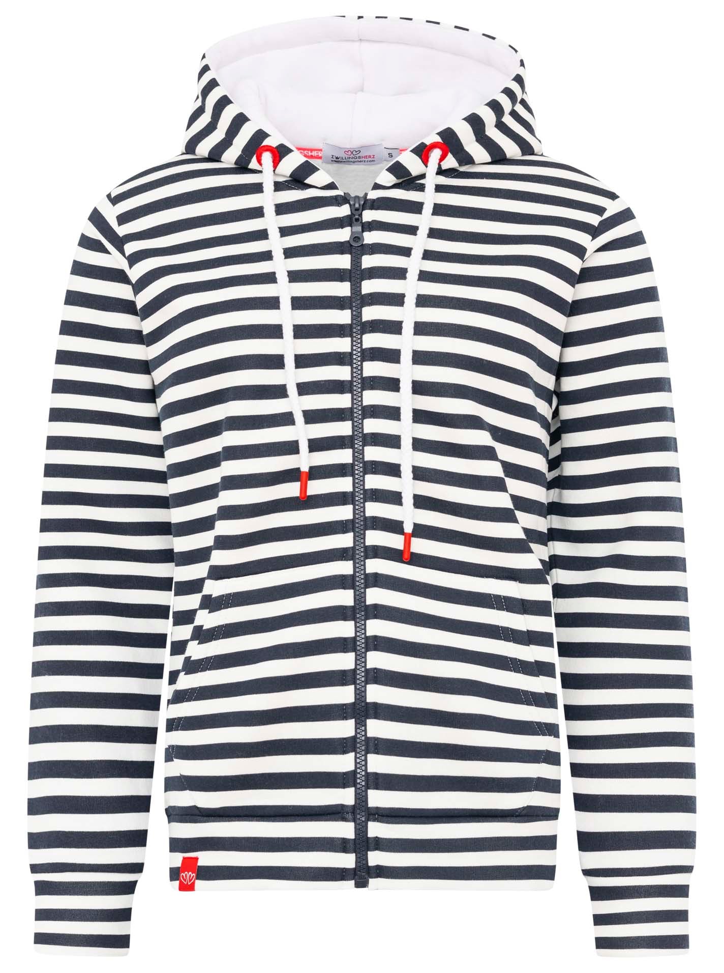 Zwillingsherz - Hoodiejacke "Streifen Strandglück" Dunkelblau