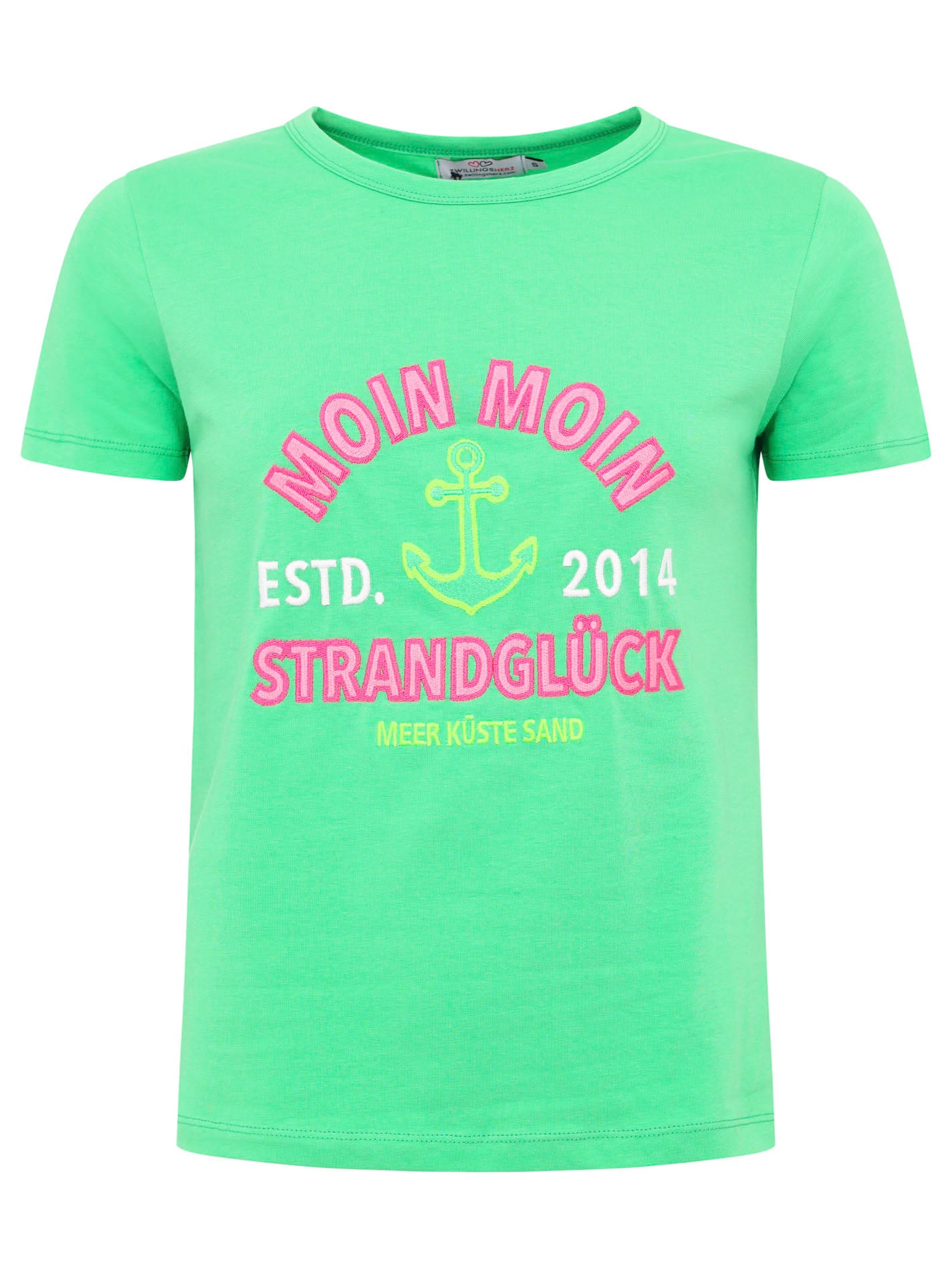 Zwillingsherz - T-Shirt "Moin Anker" - Grün/Pink