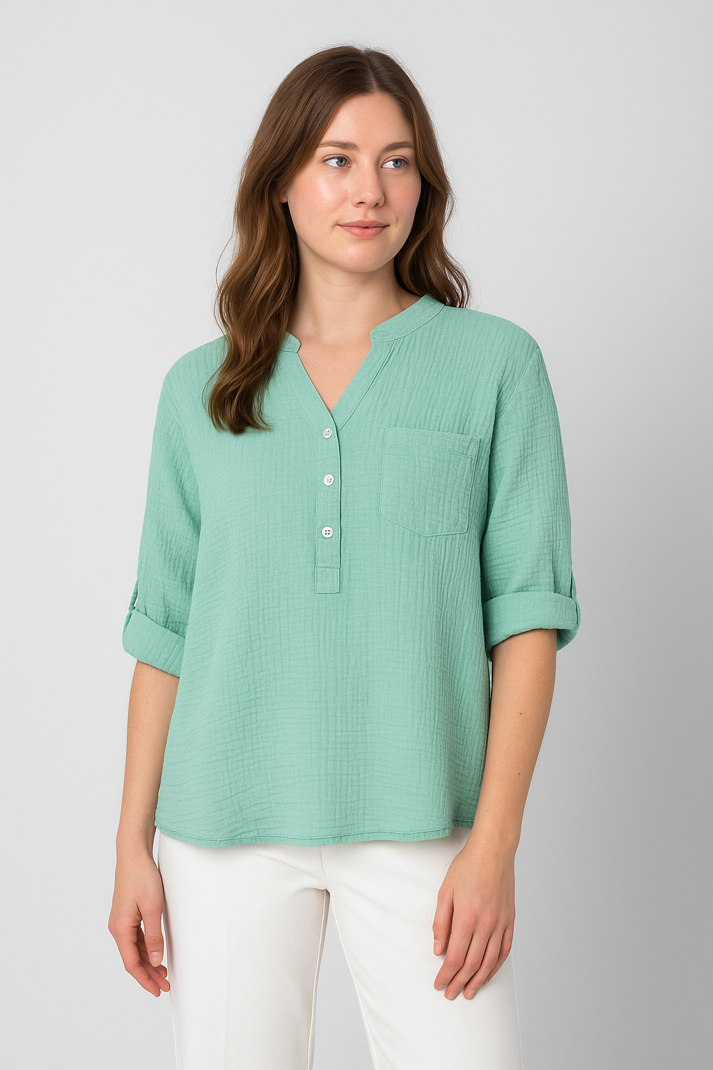 DressWithClass - Musselin-Bluse - Mint