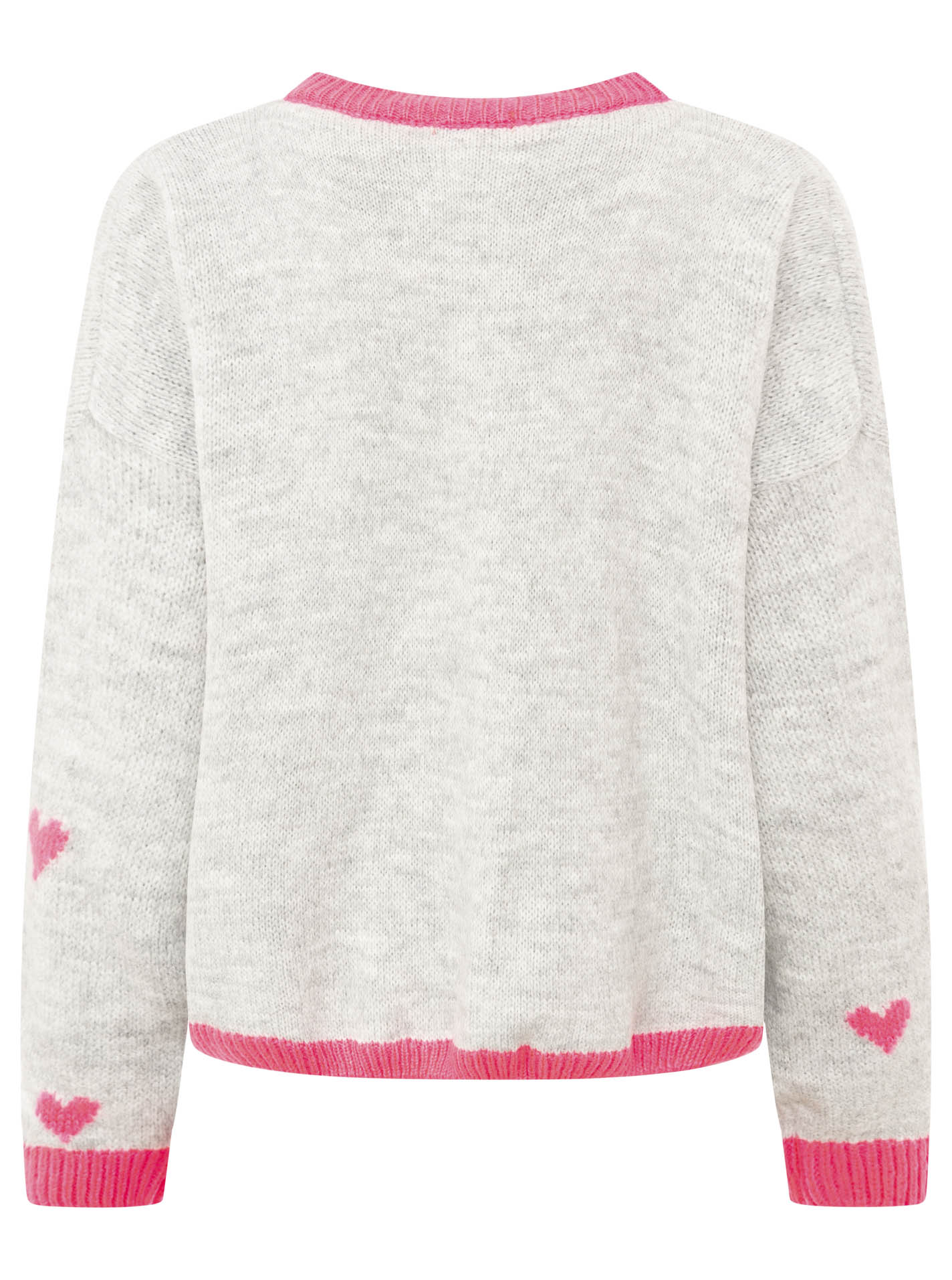 Zwillingsherz Weicher Mohair Cardigan Herz Strick - Grau/Pink