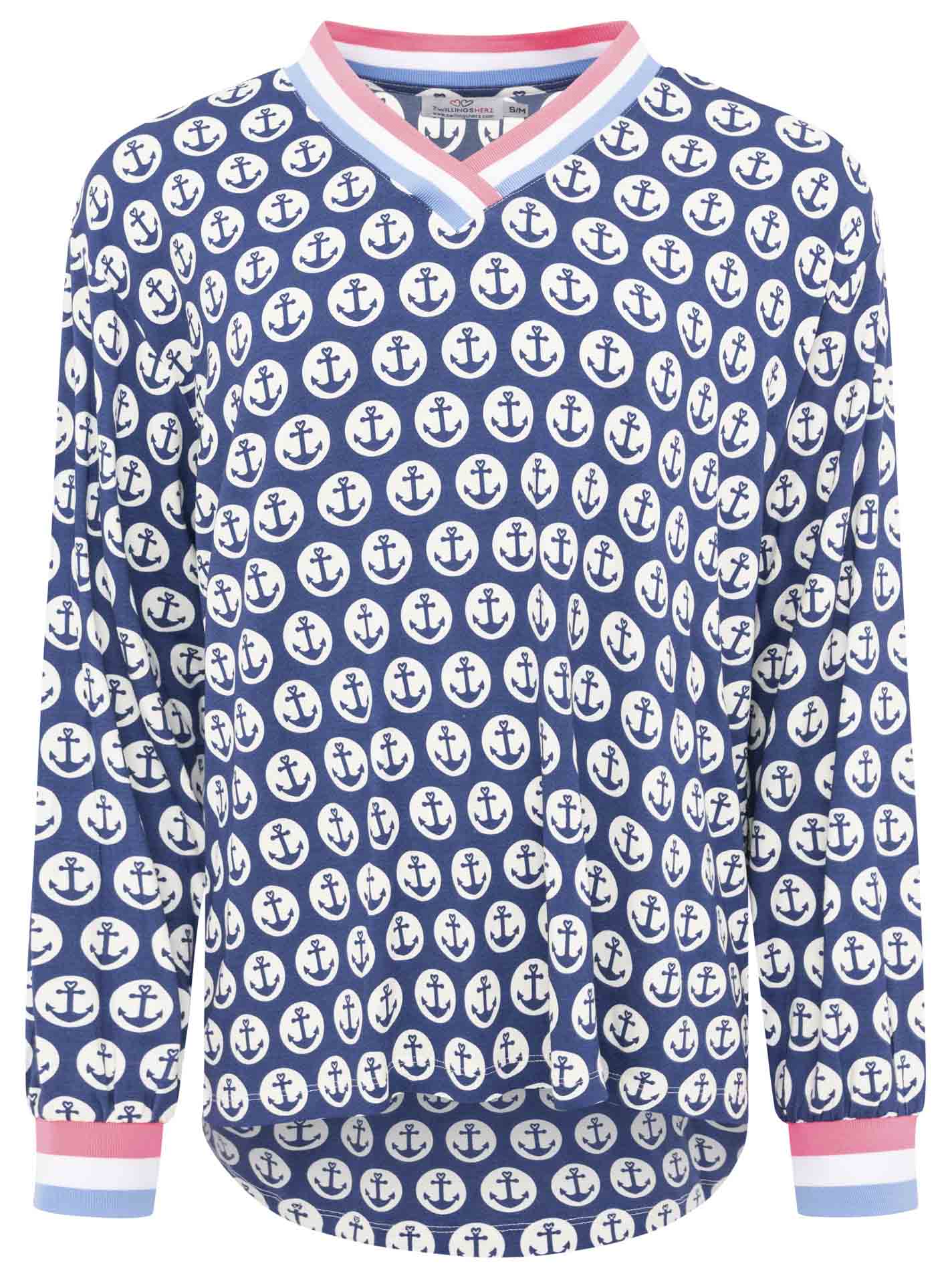 Zwillingsherz - Blusenshirt Anker - Dunkelblau