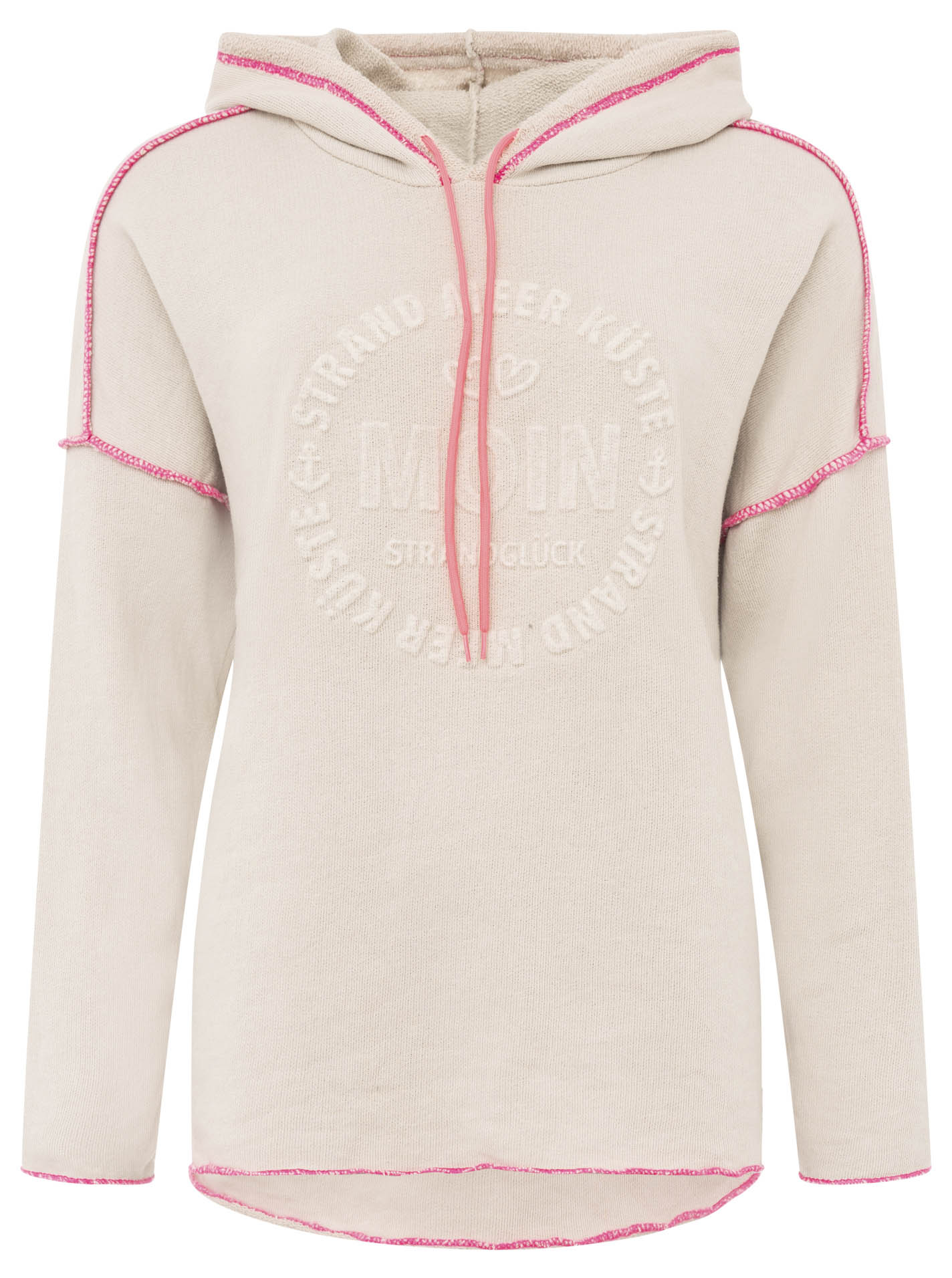 Zwillingsherz - Hoodie "Moin Neon" - Beige/Pink