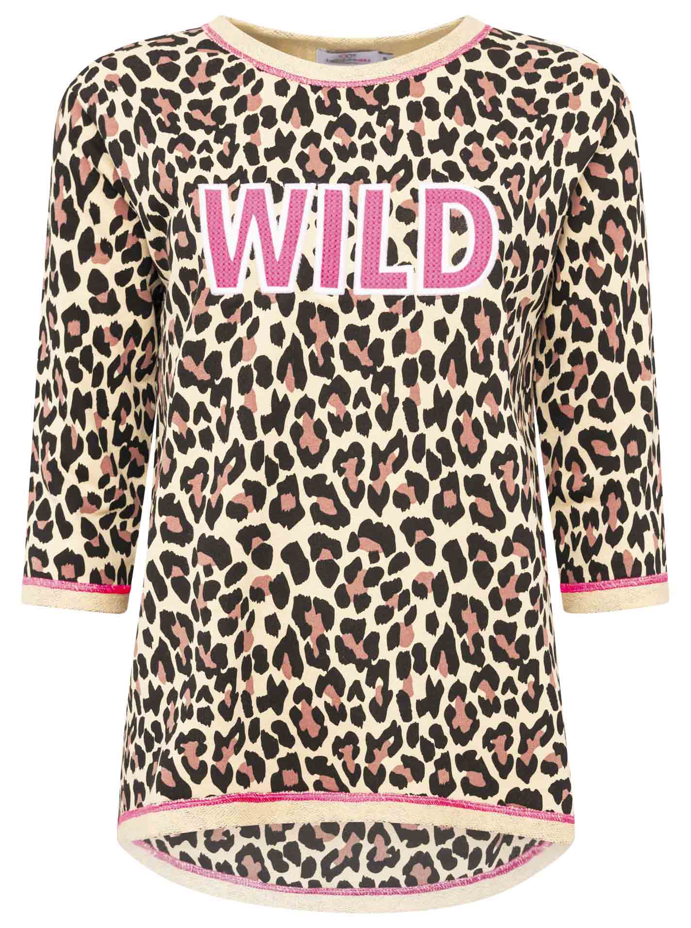 Zwillingsherz - Sweatshirt "Leo Wild Neu" - Beige/Schwarz/Pink