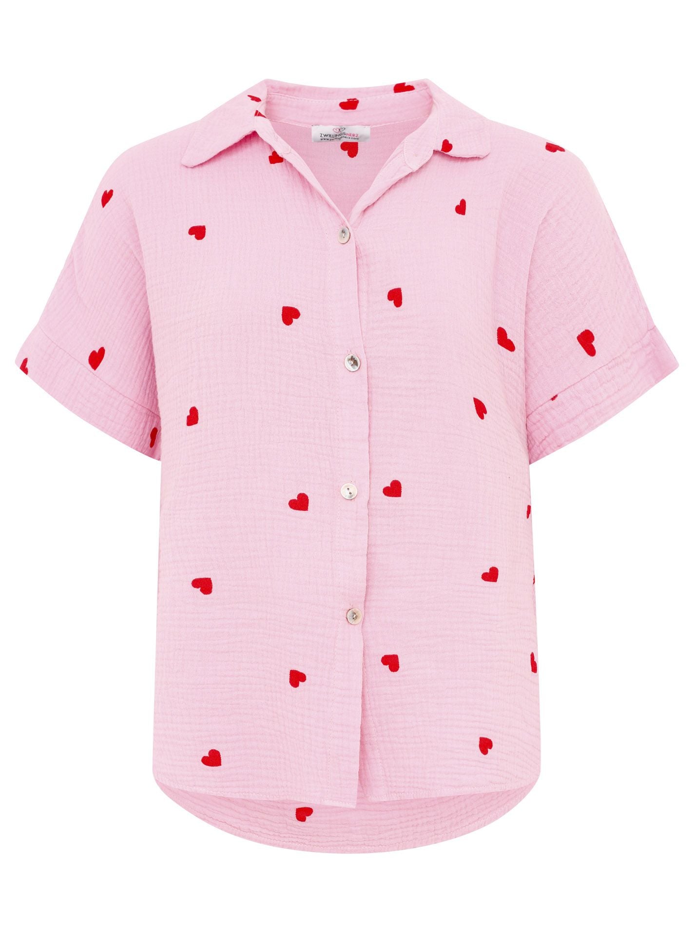 Zwillingsherz Musselin-Bluse Herz - Pink/Rosa