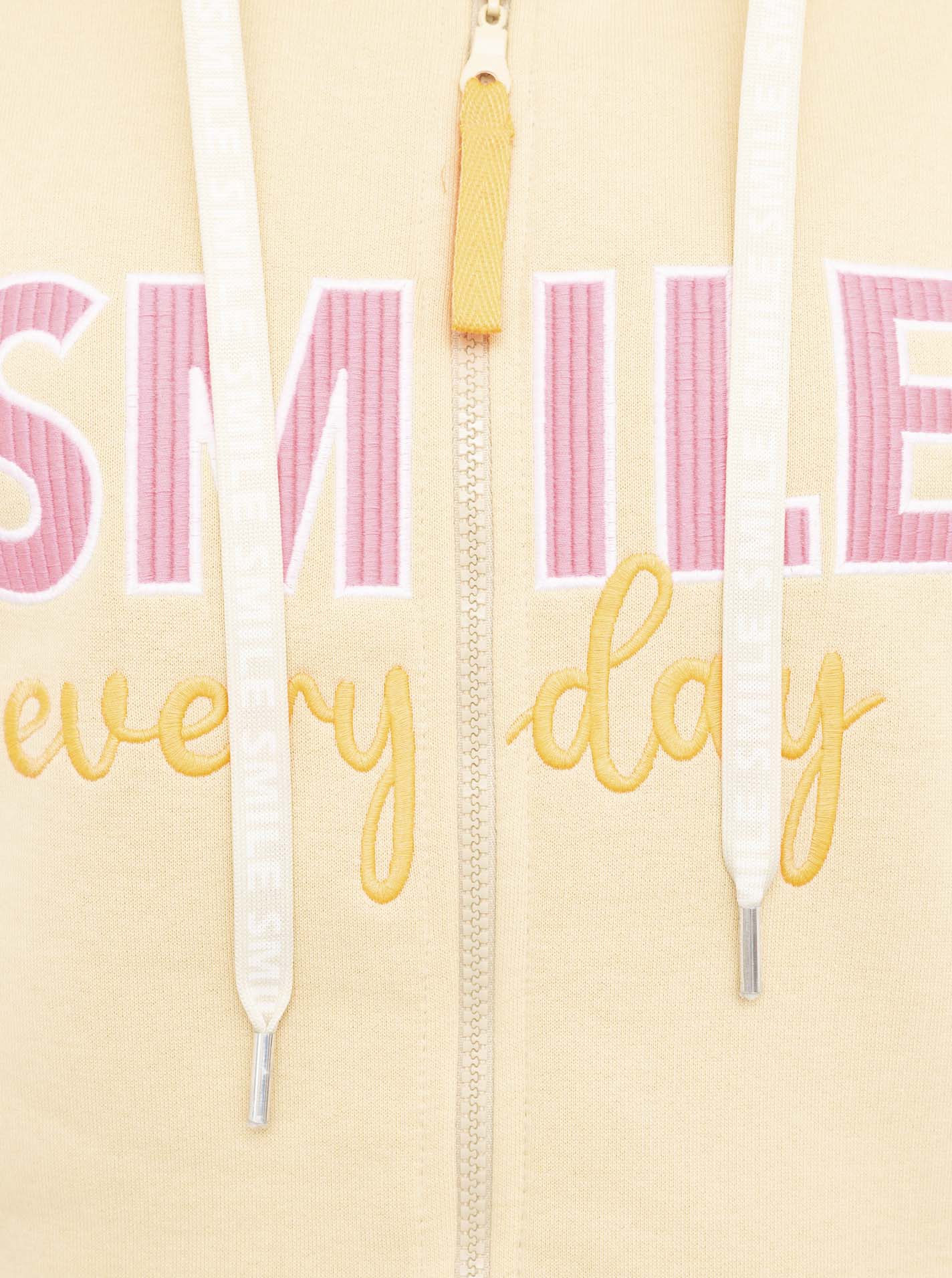 Zwillingsherz - Kapuzen-Sweatjacke Hoodiemantel "Smile Everyday" - Beige/Pink (NEU)