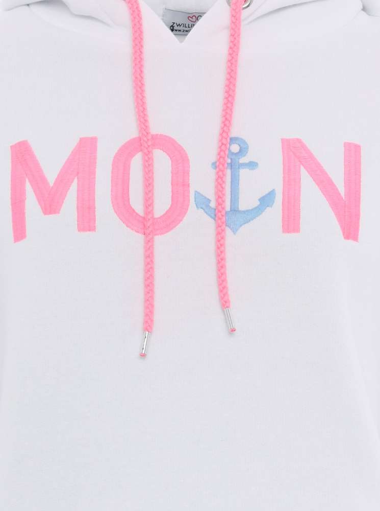 Zwillingsherz - „Moin“ Hoodie/Sweatshirt Rahel - Weiß/Pink