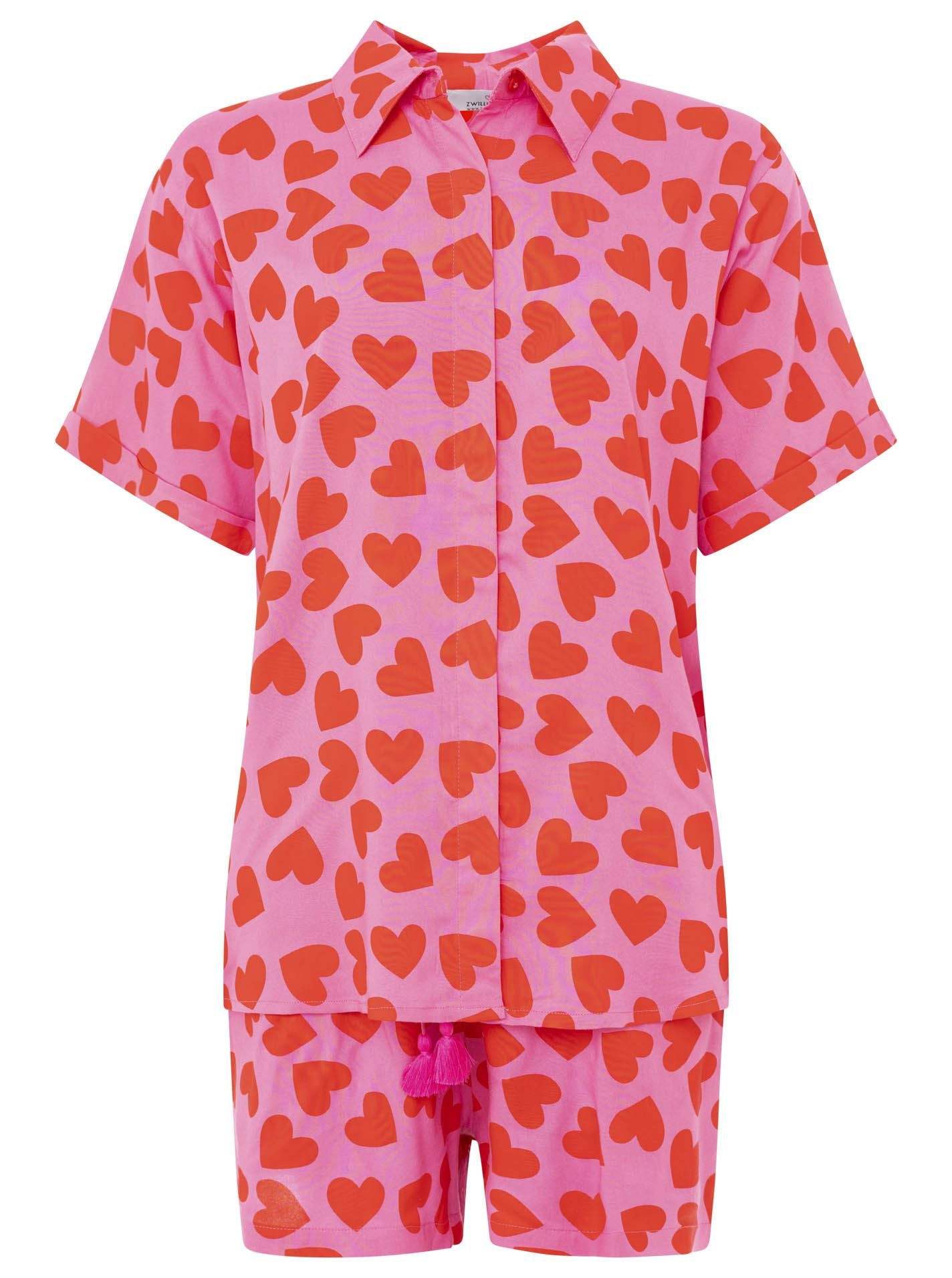 Zwillingsherz - Set kurz Herzen (Hemd + Hose) - Rot/Pink