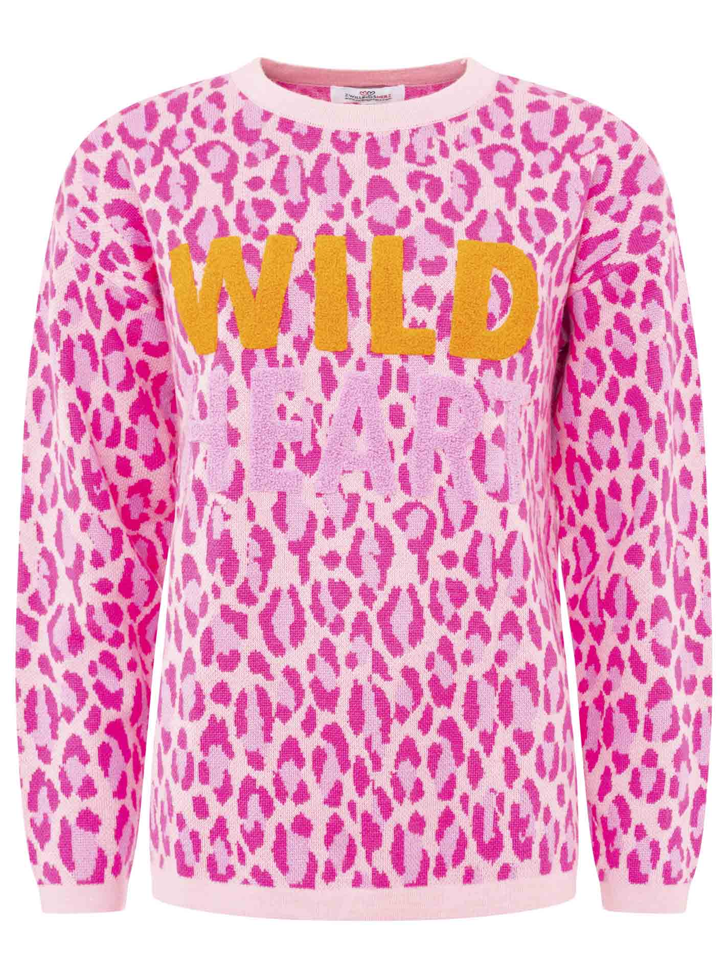 Zwillingsherz - Sweatshirt "Leopard Wild Heart" - Pink/Creme