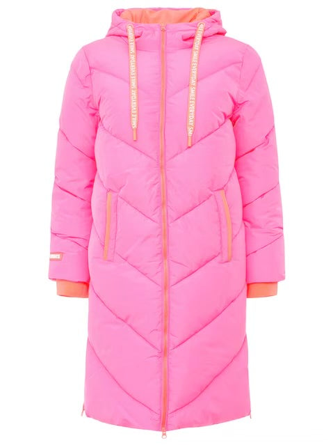 Zwillingsherz - Steppmantel / Steppjacke "Good Vibes Only" - Pink/Orange