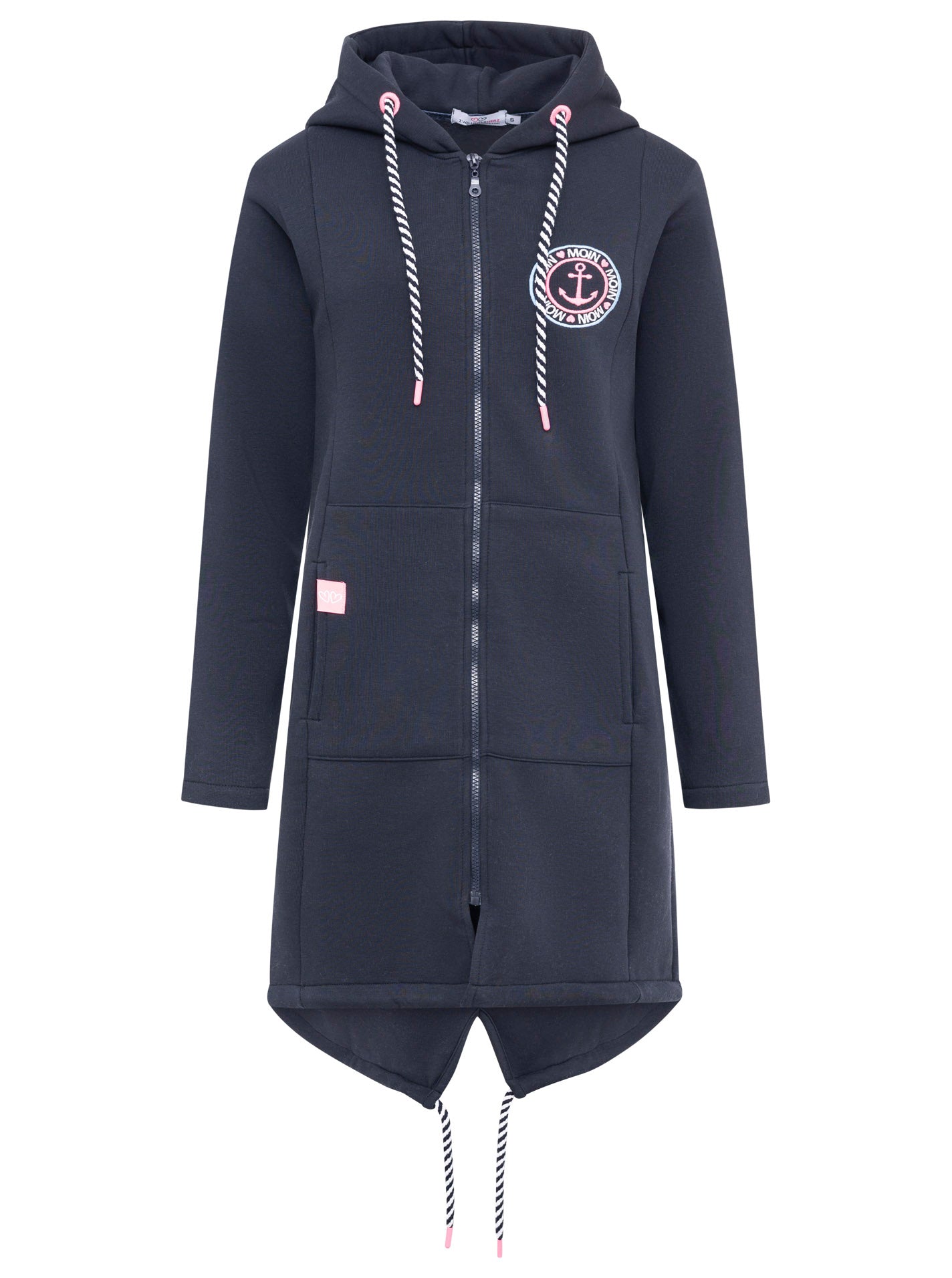 Zwillingsherz - Kapuzen-Sweatjacke Hoodiemantel "Moin Meer Glück - Heimat" - Dunkelblau (NEU)