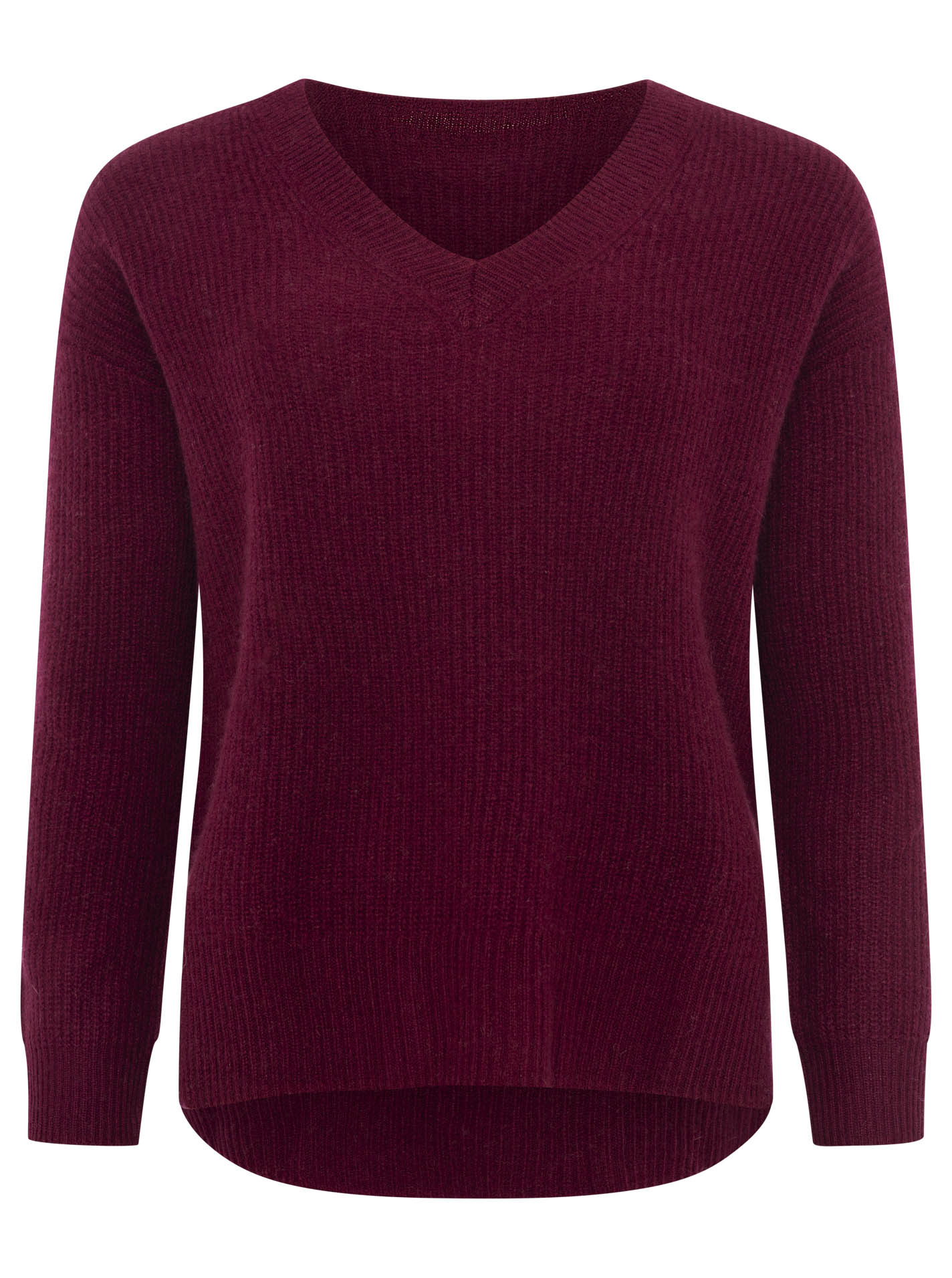 Zwillingsherz Kaschmir / Cashmere Pullover V-Ausschnitt - Bordeuax