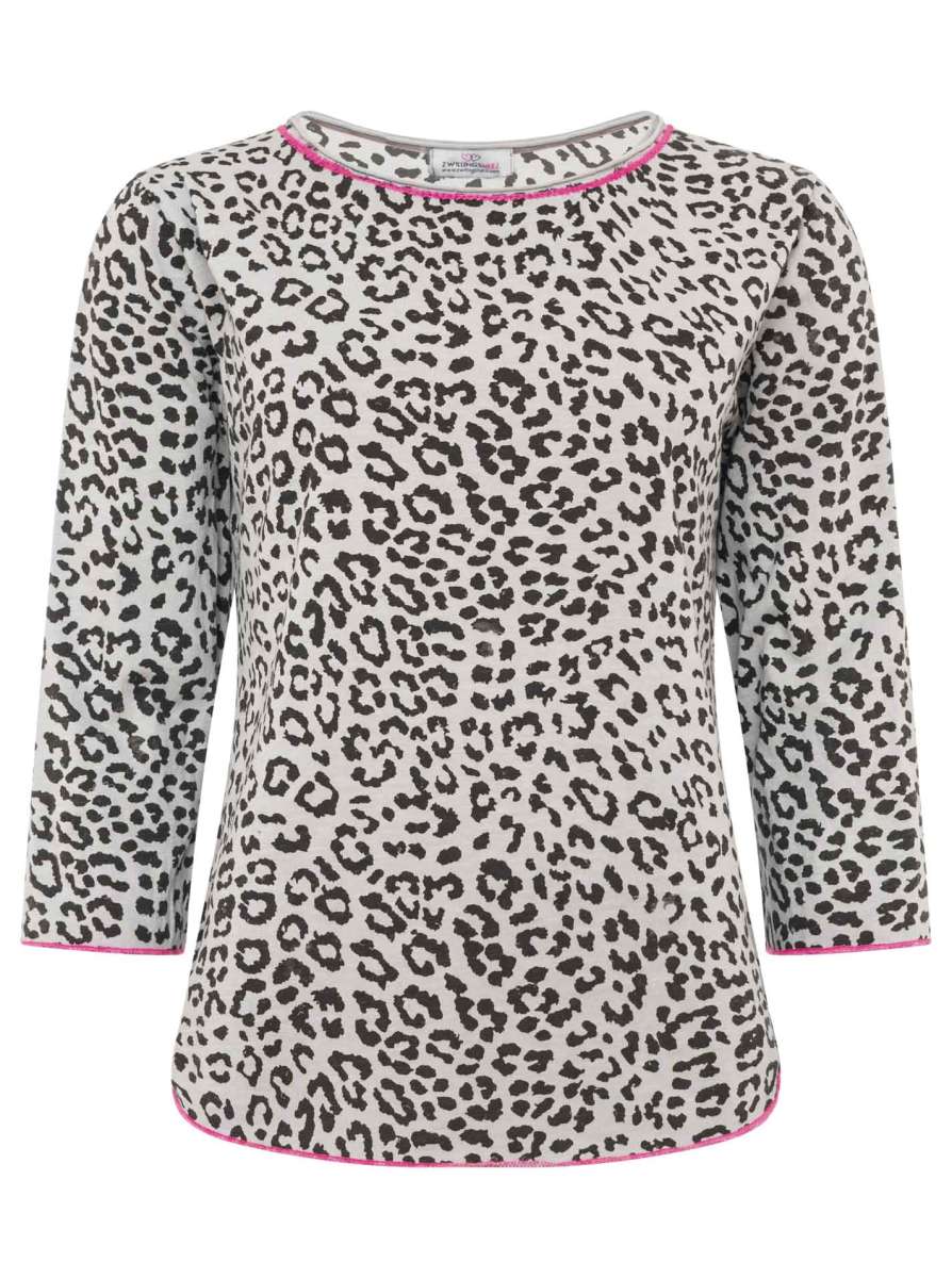 Zwillingsherz - 3/4 Arm Shirt - Leo Neon - Grau/Pink
