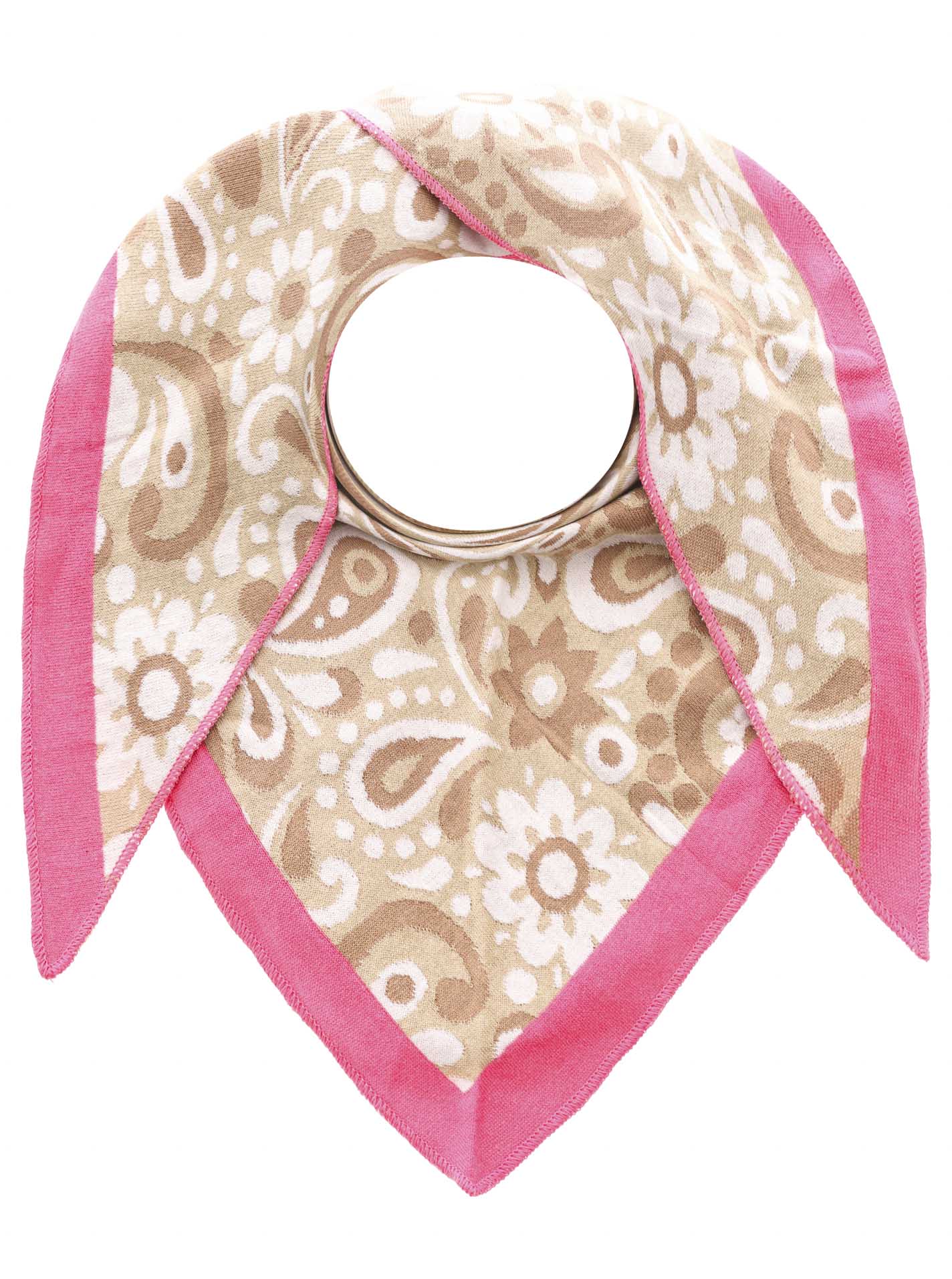 Zwillingsherz - Dreieckstuch/Schal "Blumige Aussicht" Baumwolle - Beige/Pink