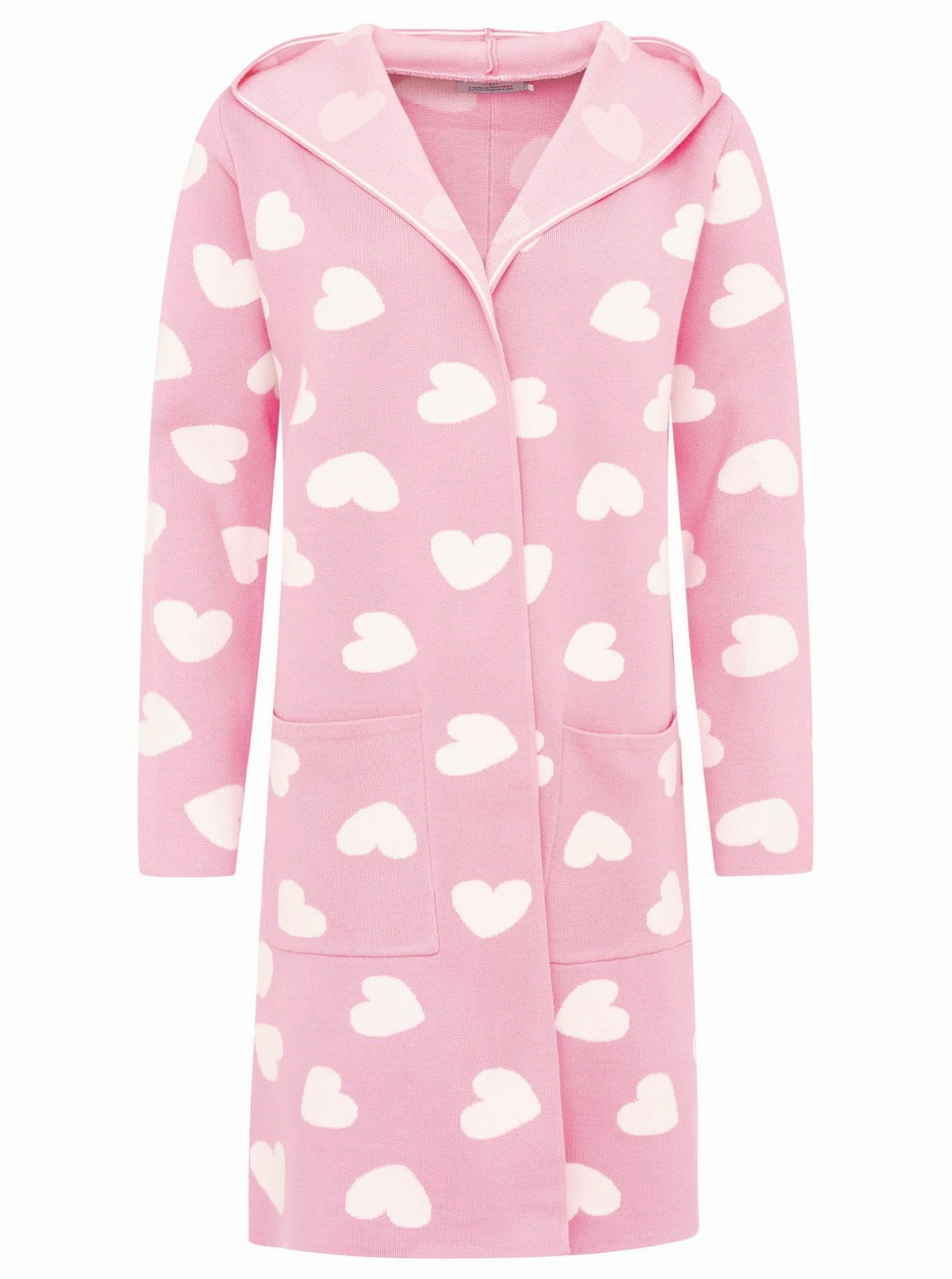 Zwillingsherz Strickjacke Kapuze & Herzen - Rosa/Pink