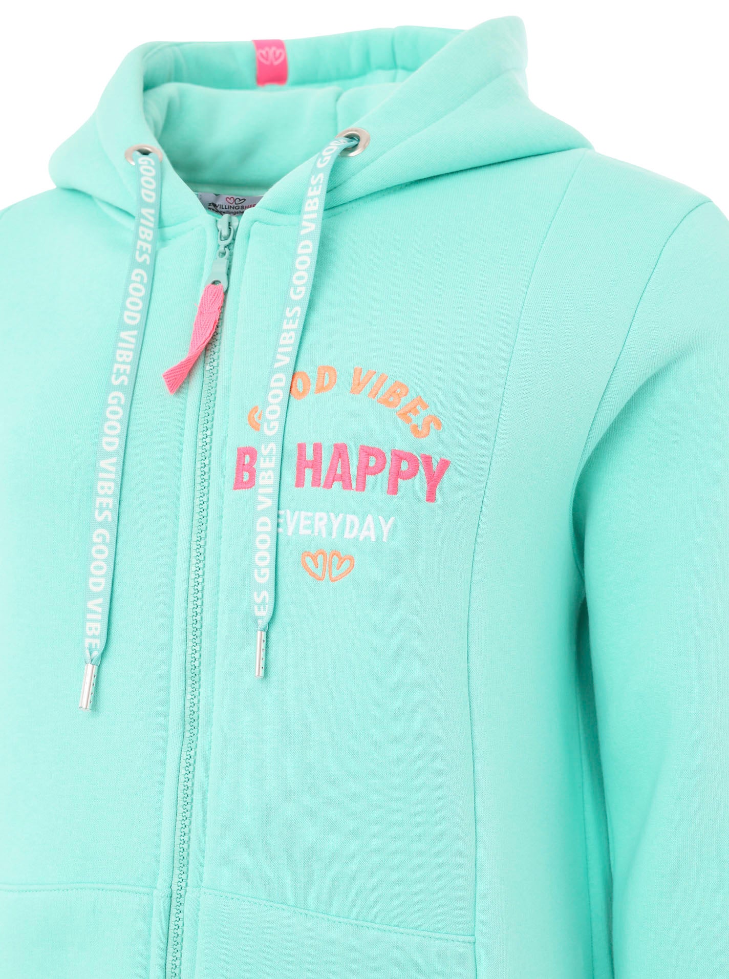 Zwillingsherz - Hoodiemantel "Be Happy" - Mint