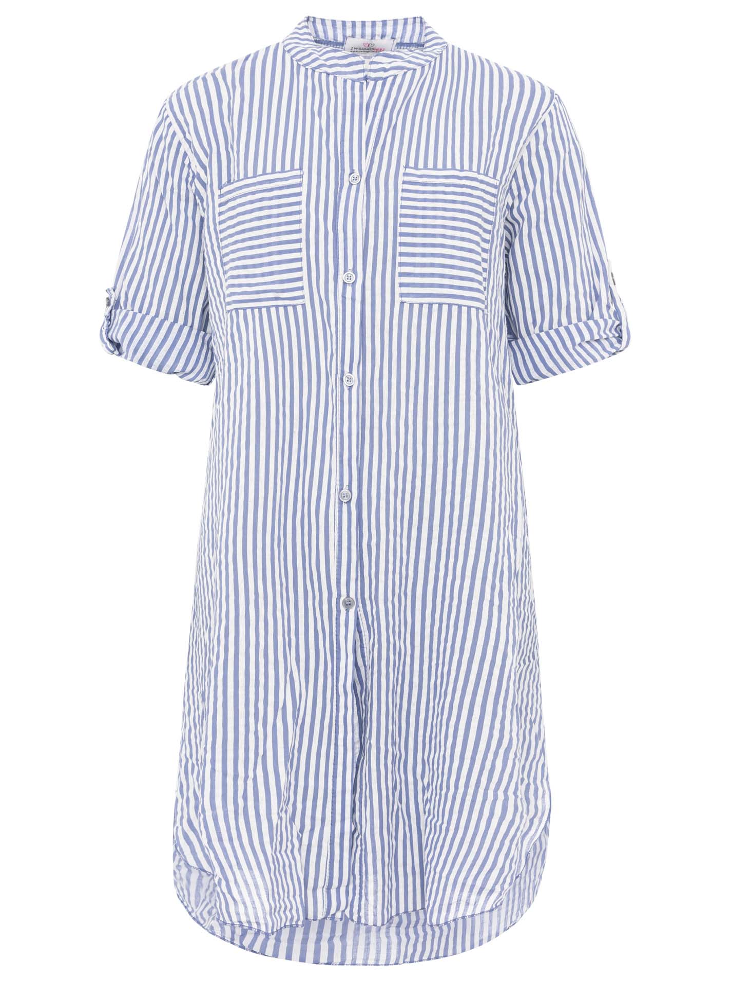 Zwillingsherz - Longbluse Kida (Streifen) - Dunkelblau/Weiß