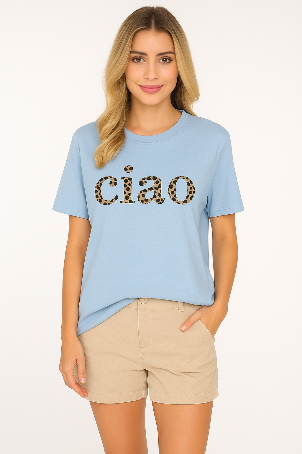 DressWithClass - T-Shirt Ciao Leo - Hellblau