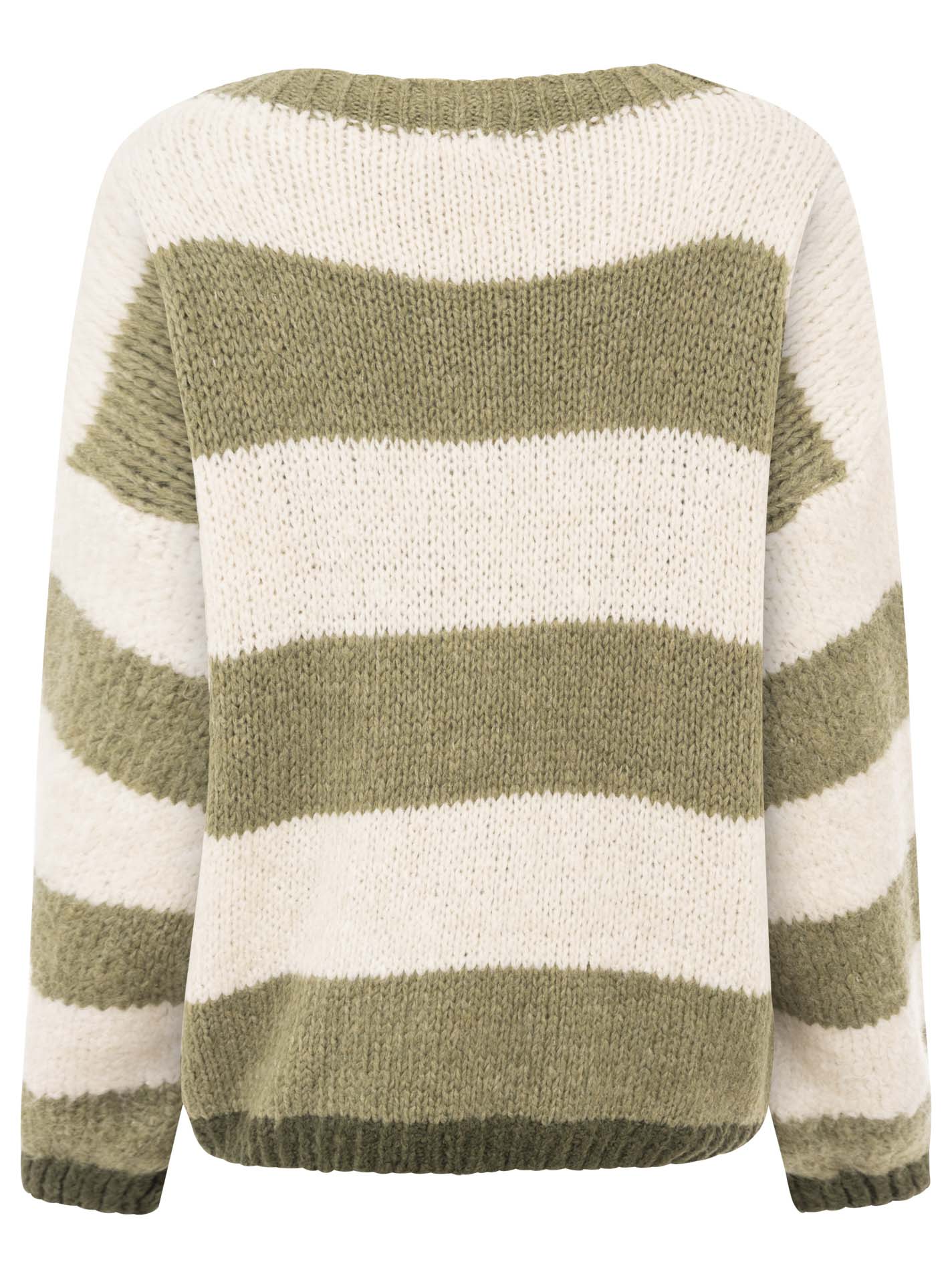Zwillingsherz Pullover mit Streifen Smile - Khaki