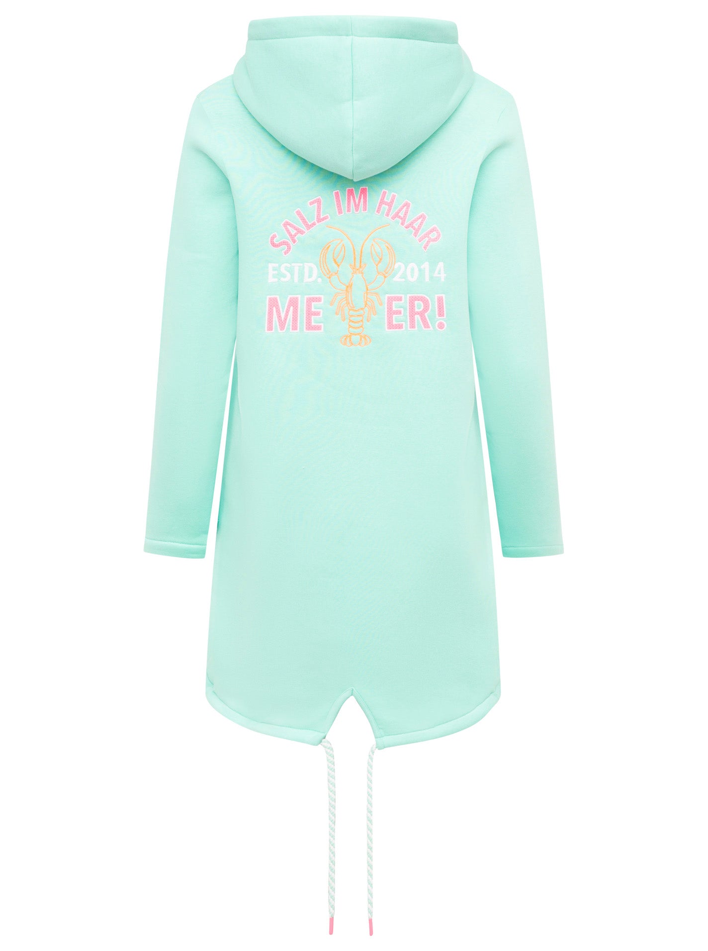 Zwillingsherz - Kapuzen-Sweatjacke / Hoodiemantel "Moin Meer Küste" - Mint/Pink (NEU)
